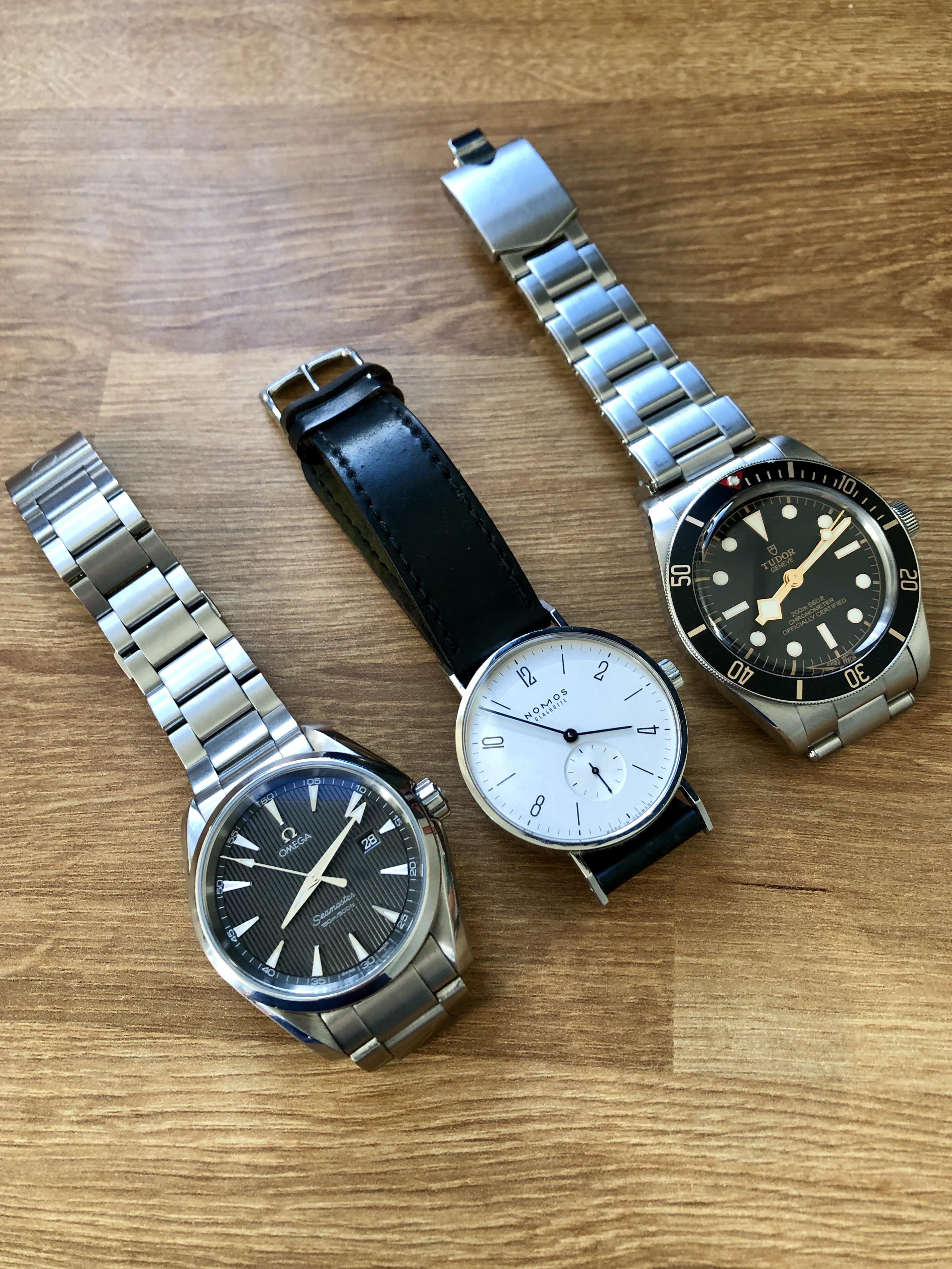 [SOTC] My current 3 piece collection; a diver, dress and tool watch