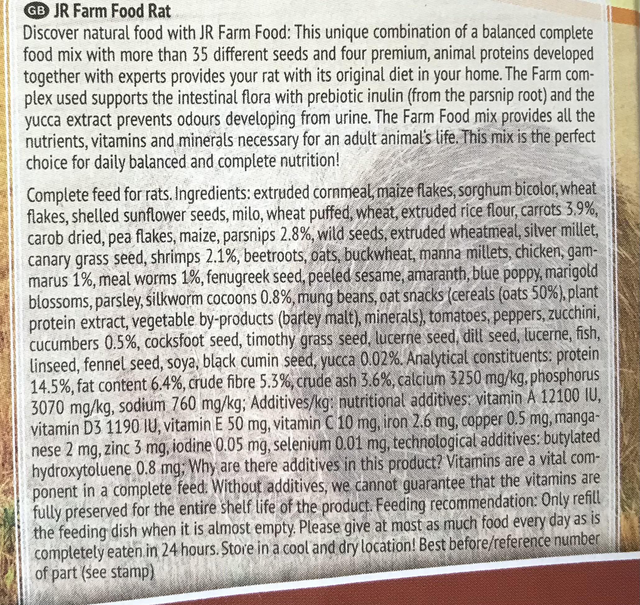 Are the ingredients in this rat food mix good ? r/RATS