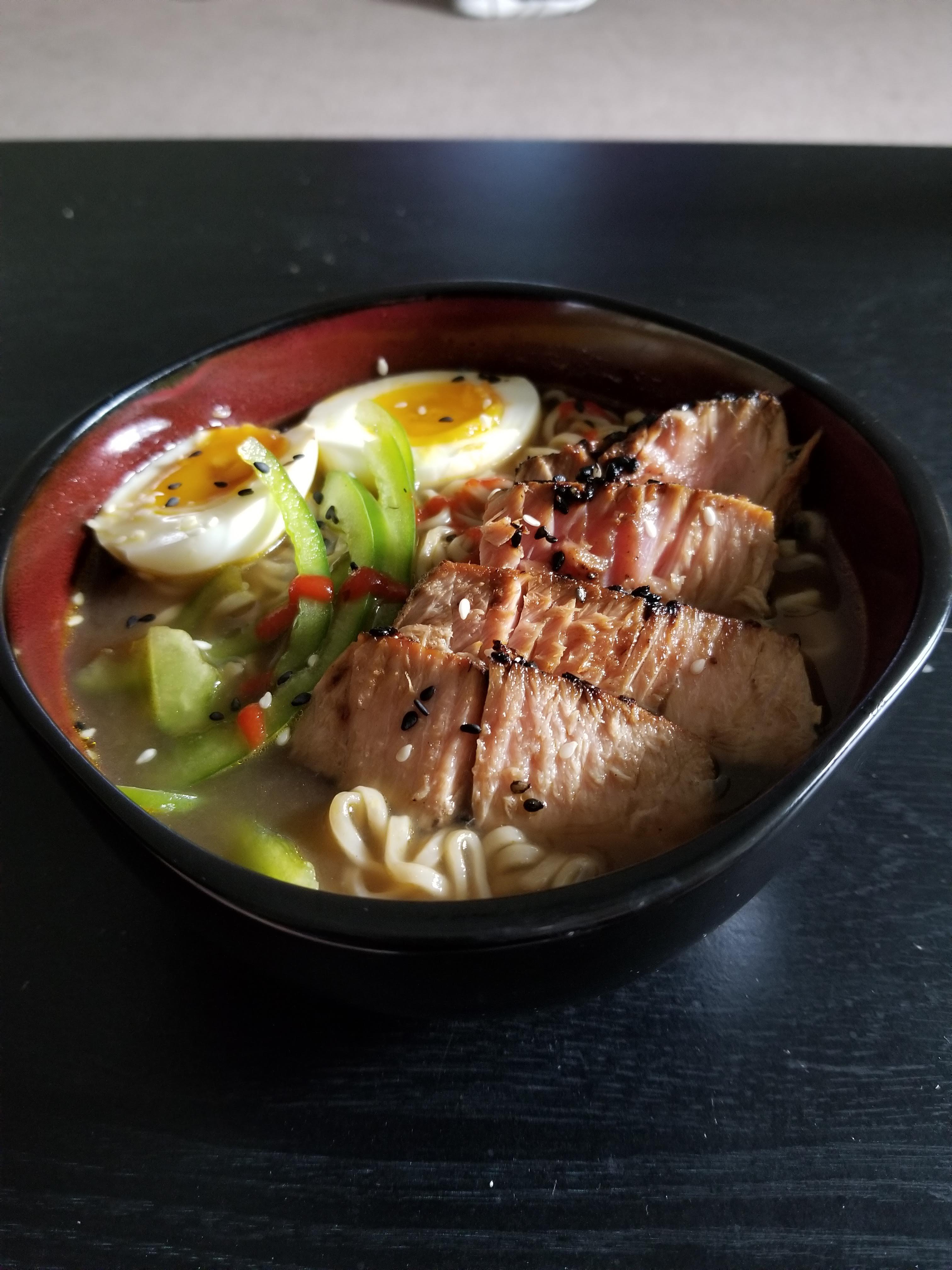 [Homemade] ramen with tuna and a 6 minute egg r/food