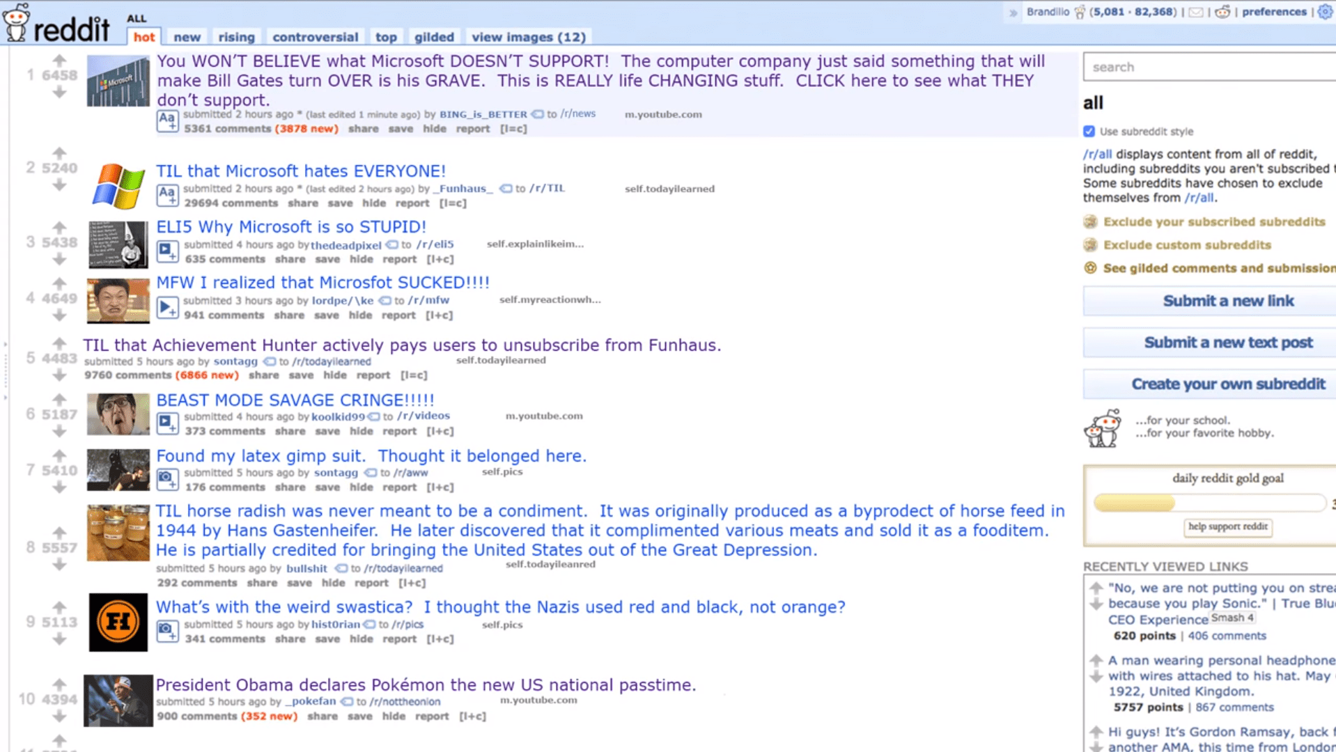 The "reddit" frontpage from the new demo disk r/funhaus