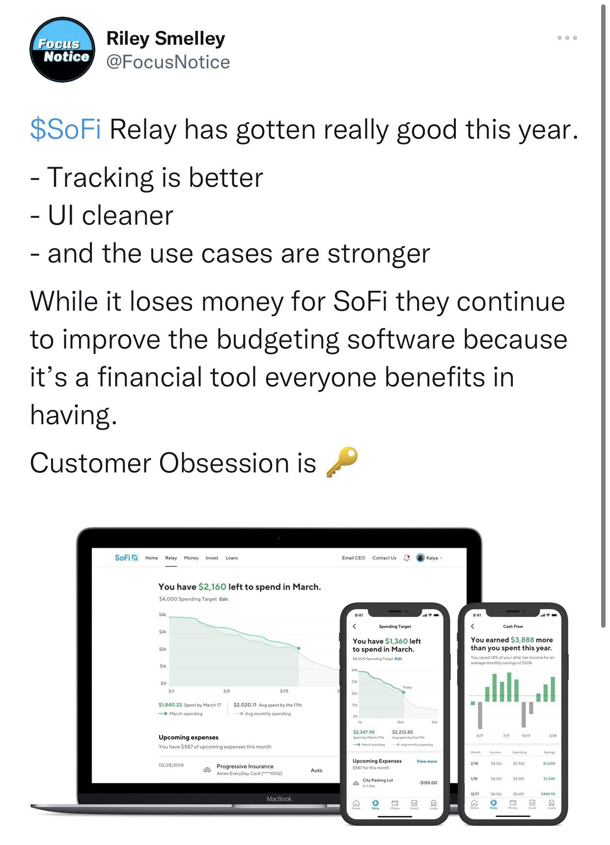 SoFi Relay is improving. One day relay will take market share from YNAB