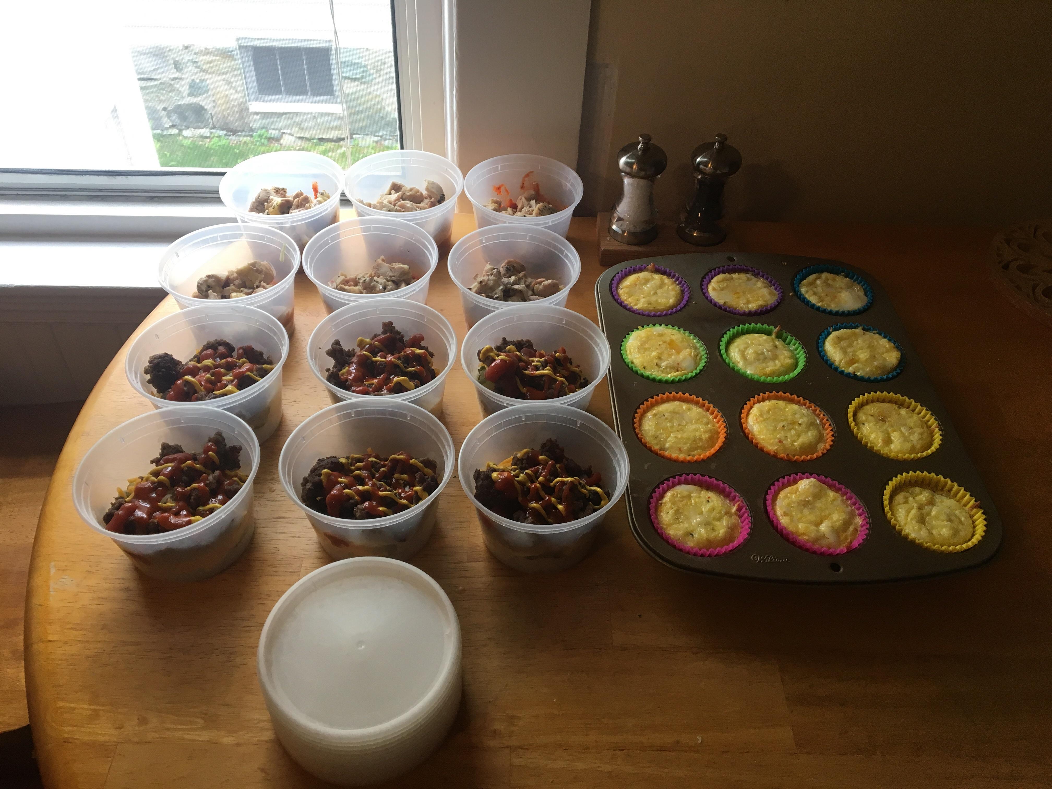 Keto meal prep egg, salami, and cheese muffins, hamburger casserole