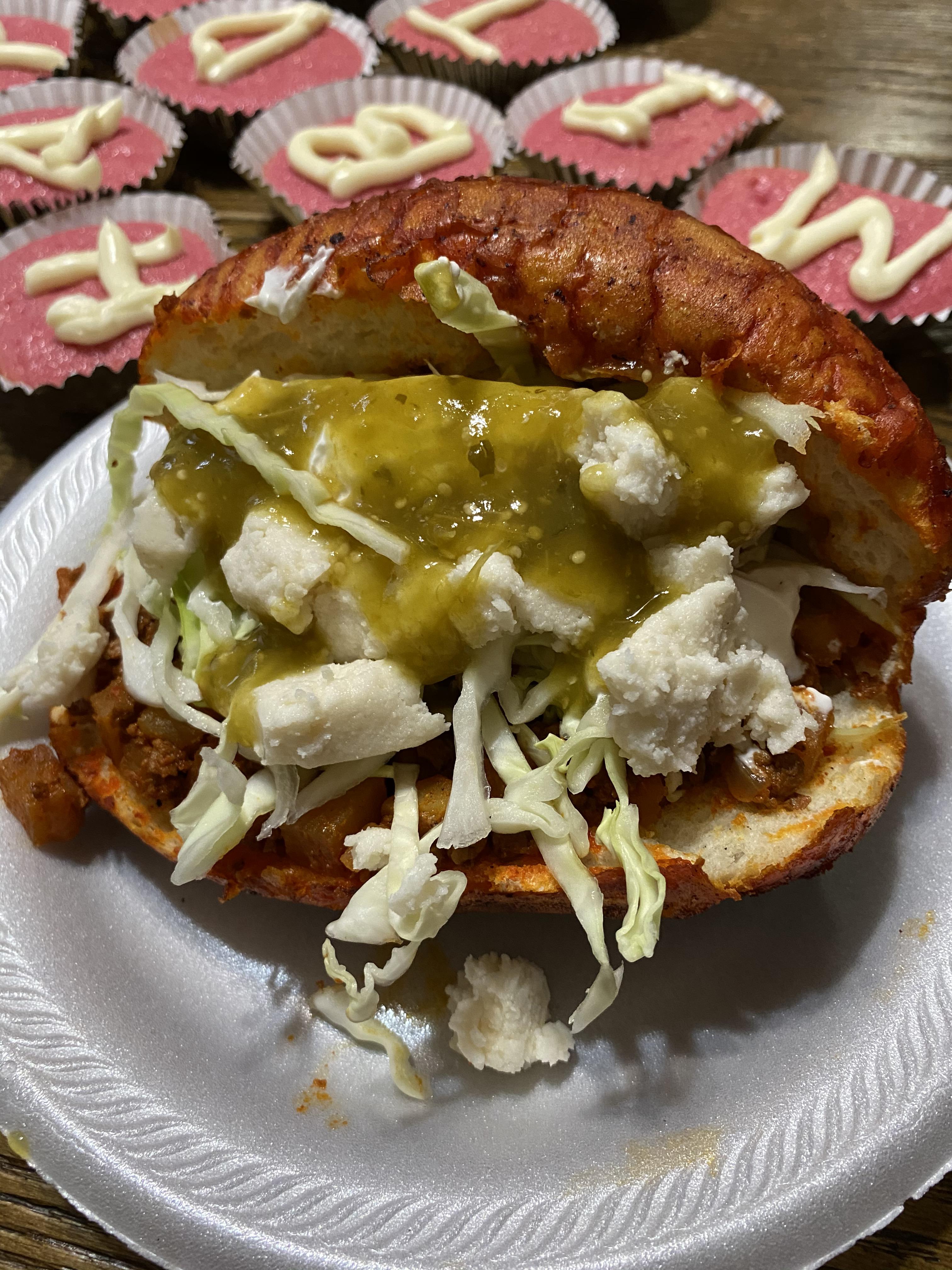 My mom made me vegan panbazos for my birthday on Friday. (Soy chorizo