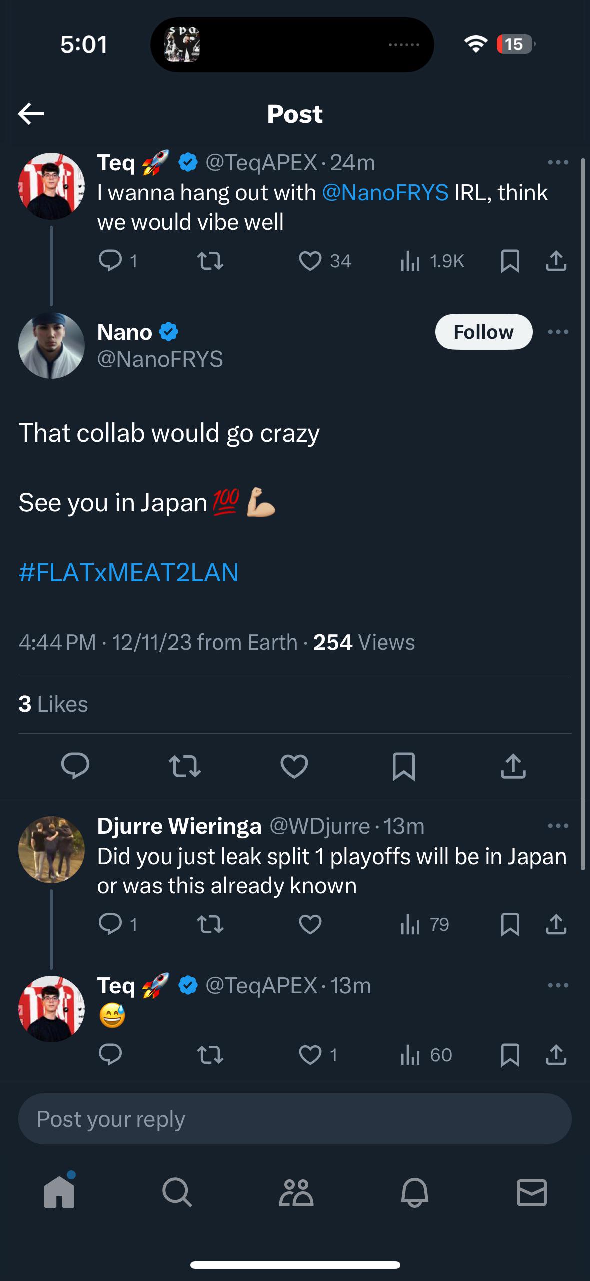 Did Nano just leak that Split One playoffs will be held in Japan, or