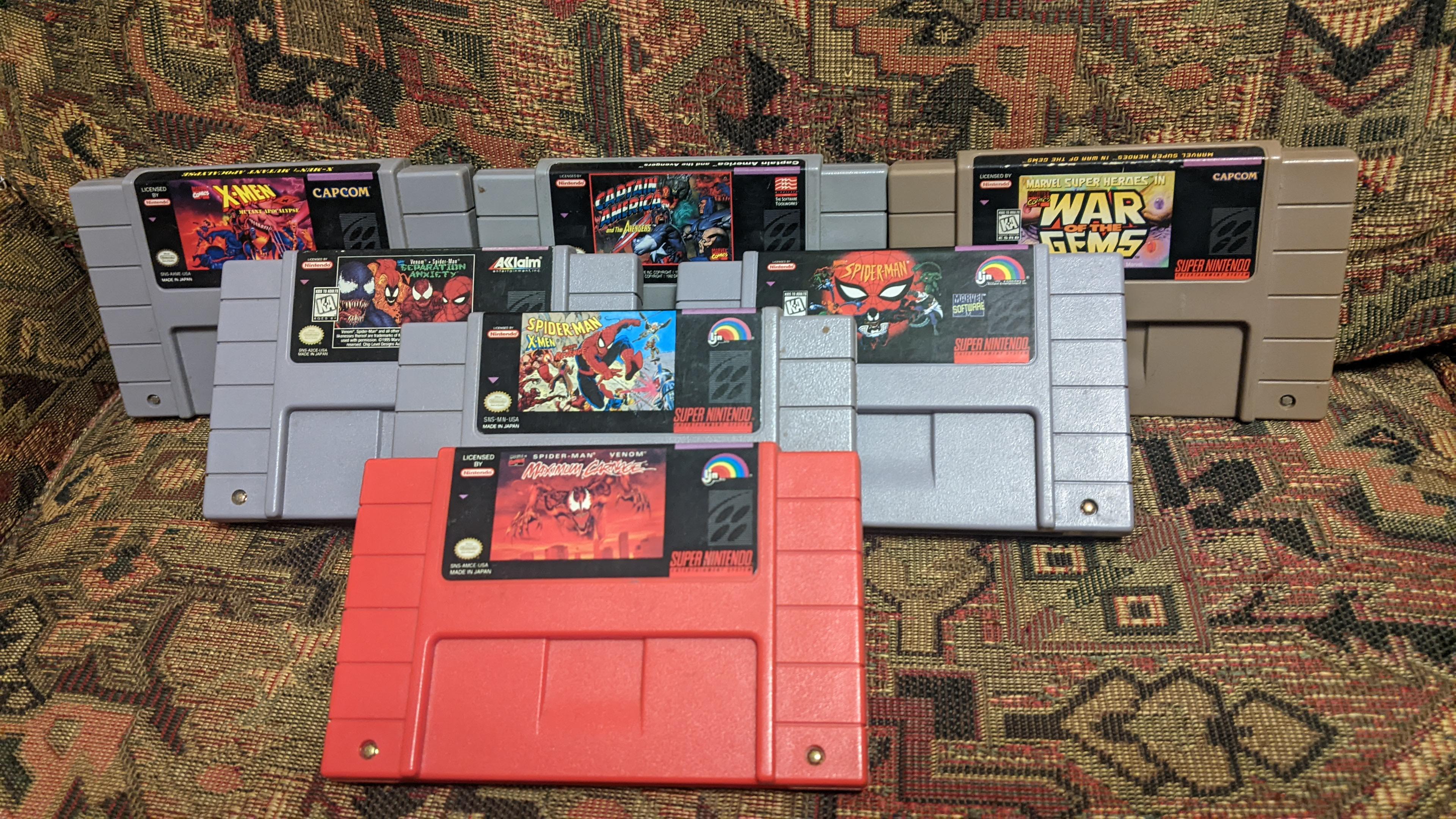 Marvel SNES games. If I'm missing any please lmk r/gamecollecting