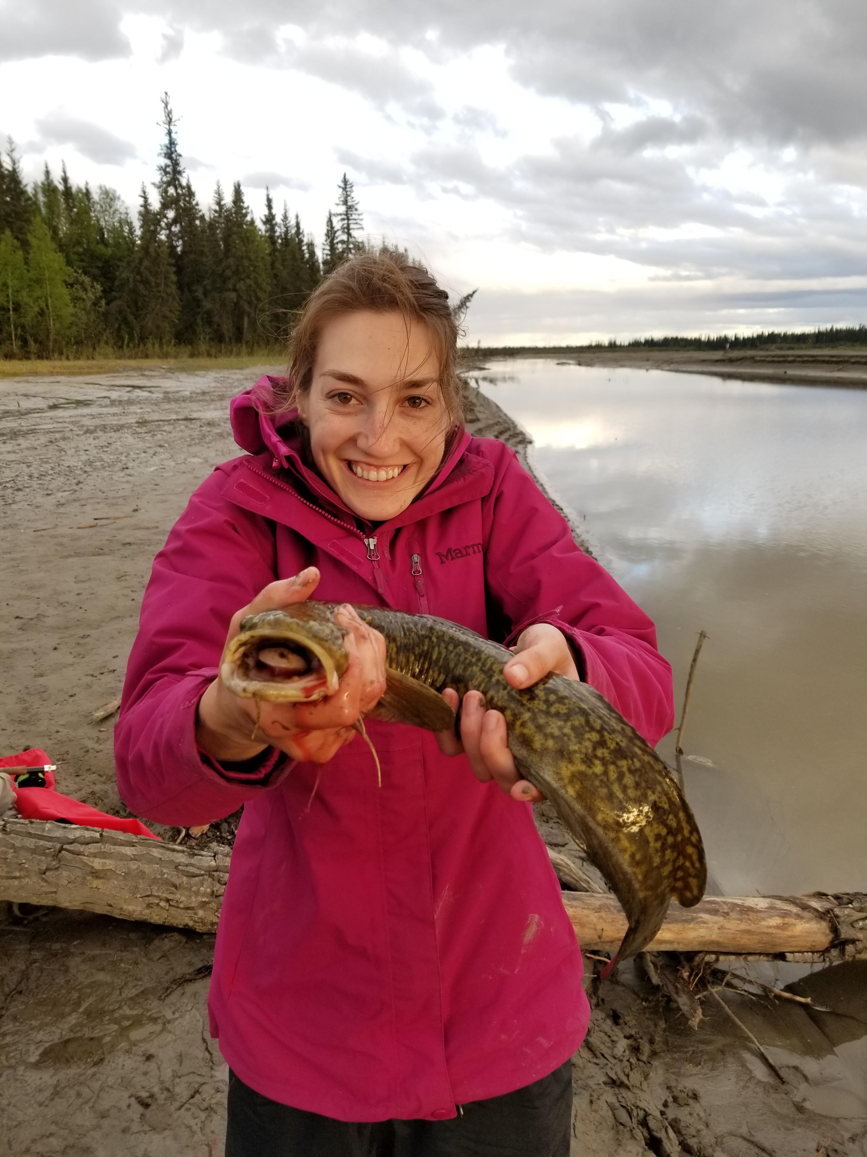 Girlfriend's first burbot on the Tanana River r/Fishing