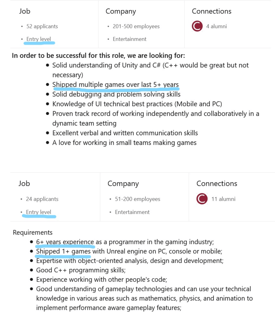 Literally all I see for entry level on Linkedin (as a new grad in