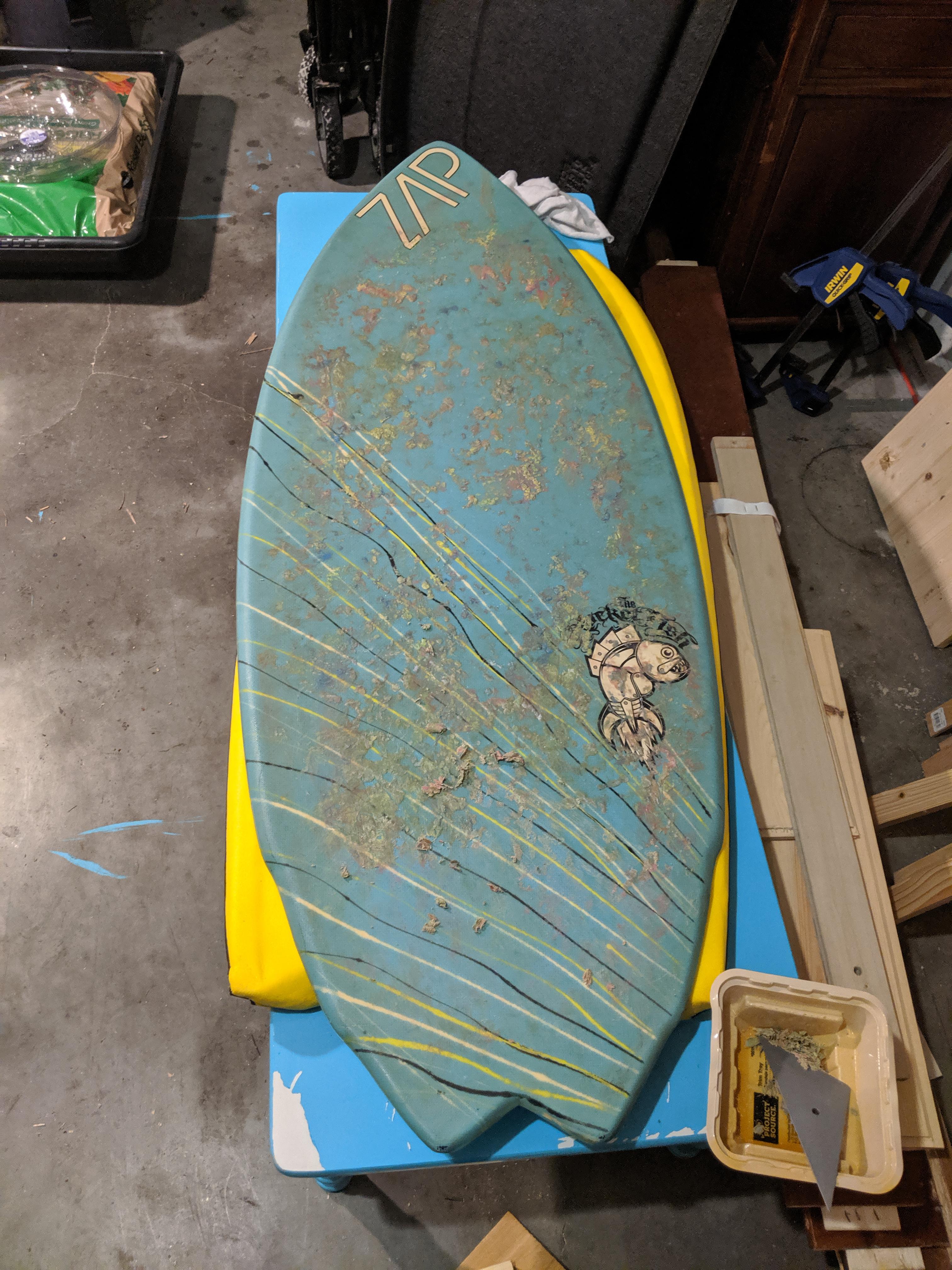 I traded a fishing pole for this used Zap Rocketfish r/skimboarding
