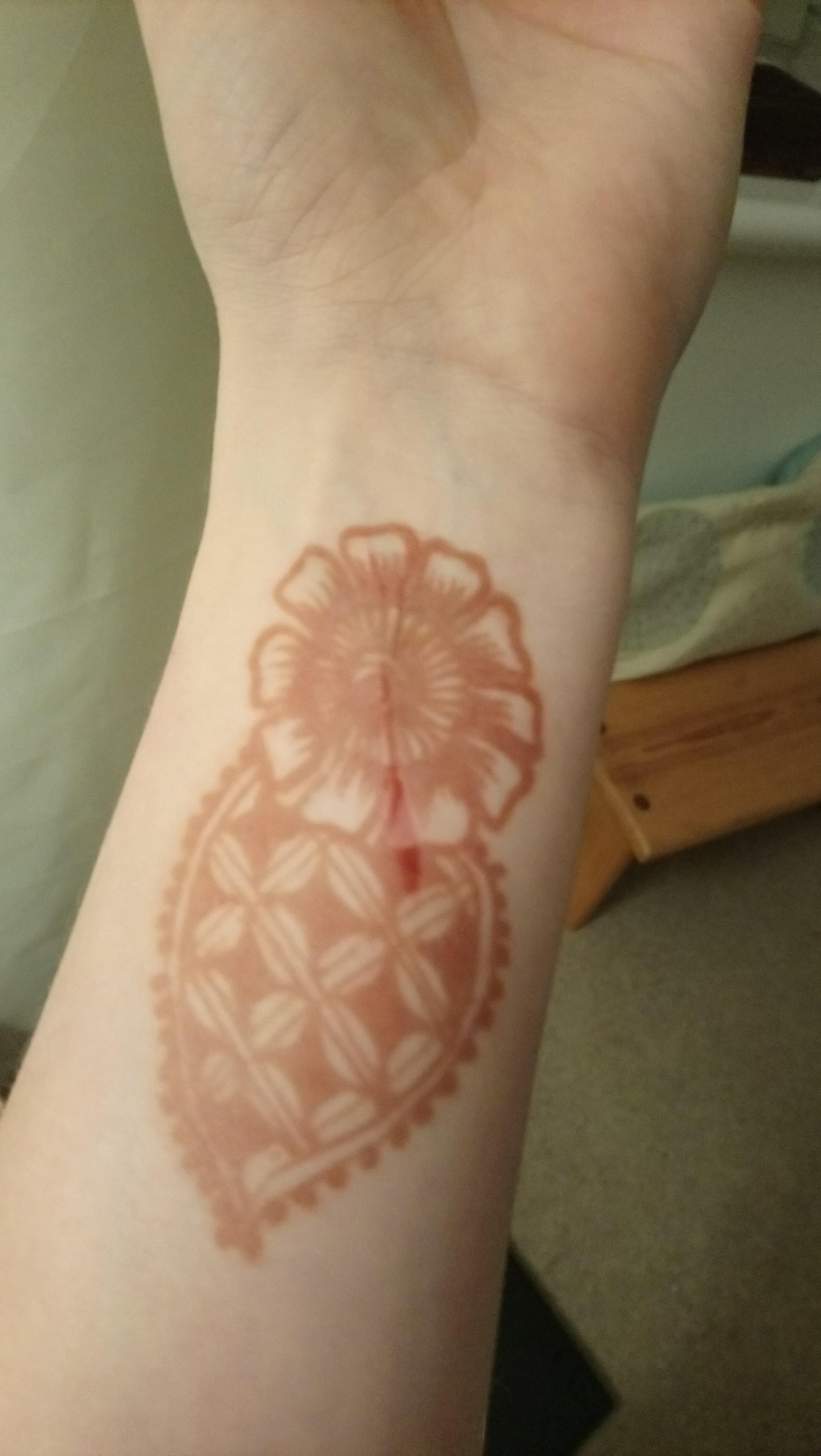 This is my latest henna to cover one of my scars r/bipolar