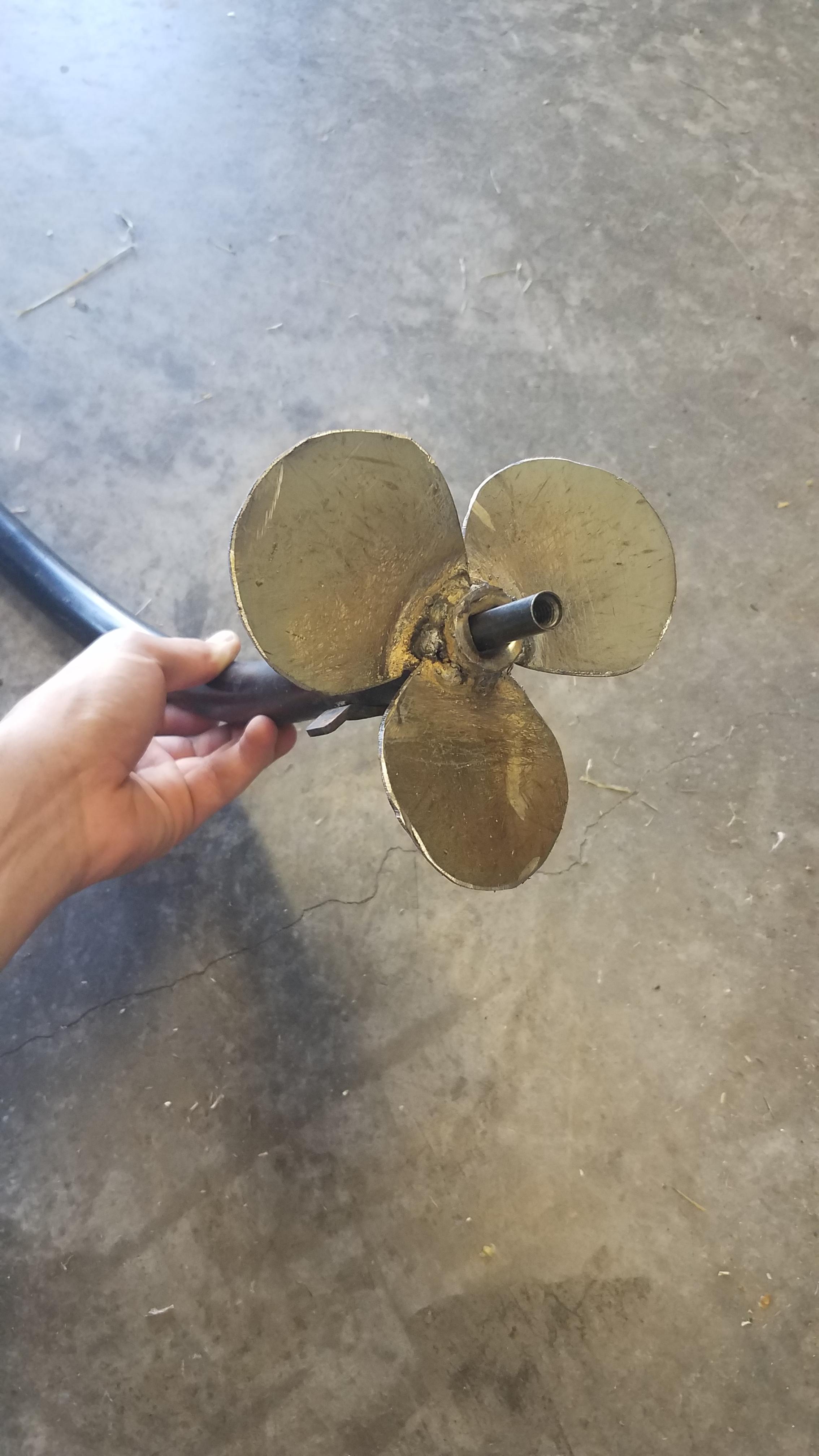 So I made a propeller for a weed eater to put on the back of a small