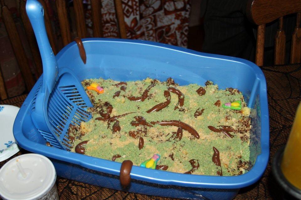 Made this kitty litter cake for a Halloween party one year. It was a