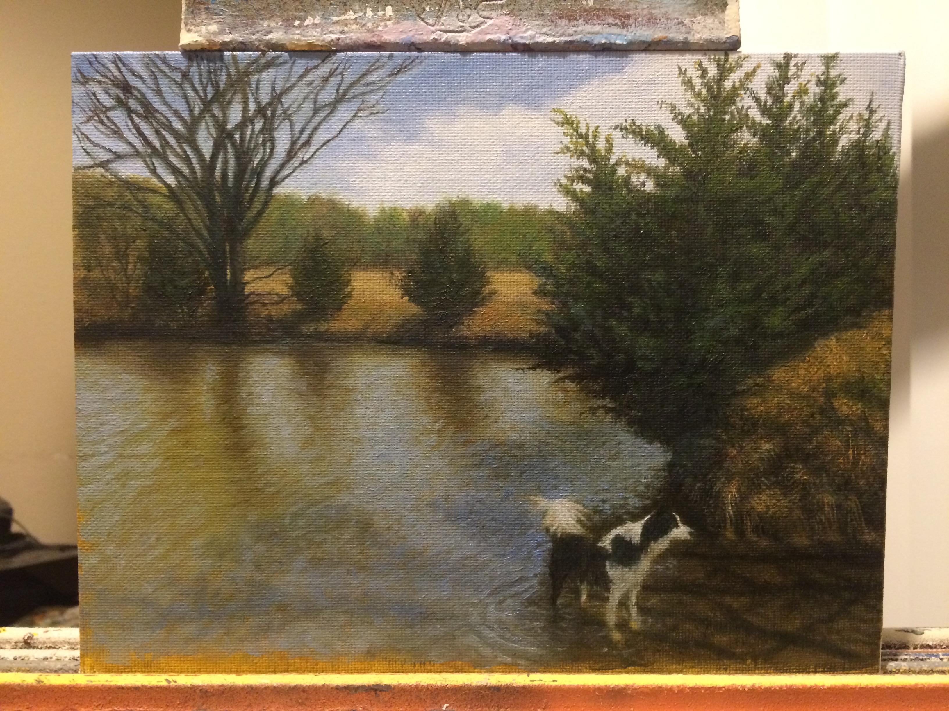 Painting of my dog, 7"x9" oil on canvas, 80 finished r/painting