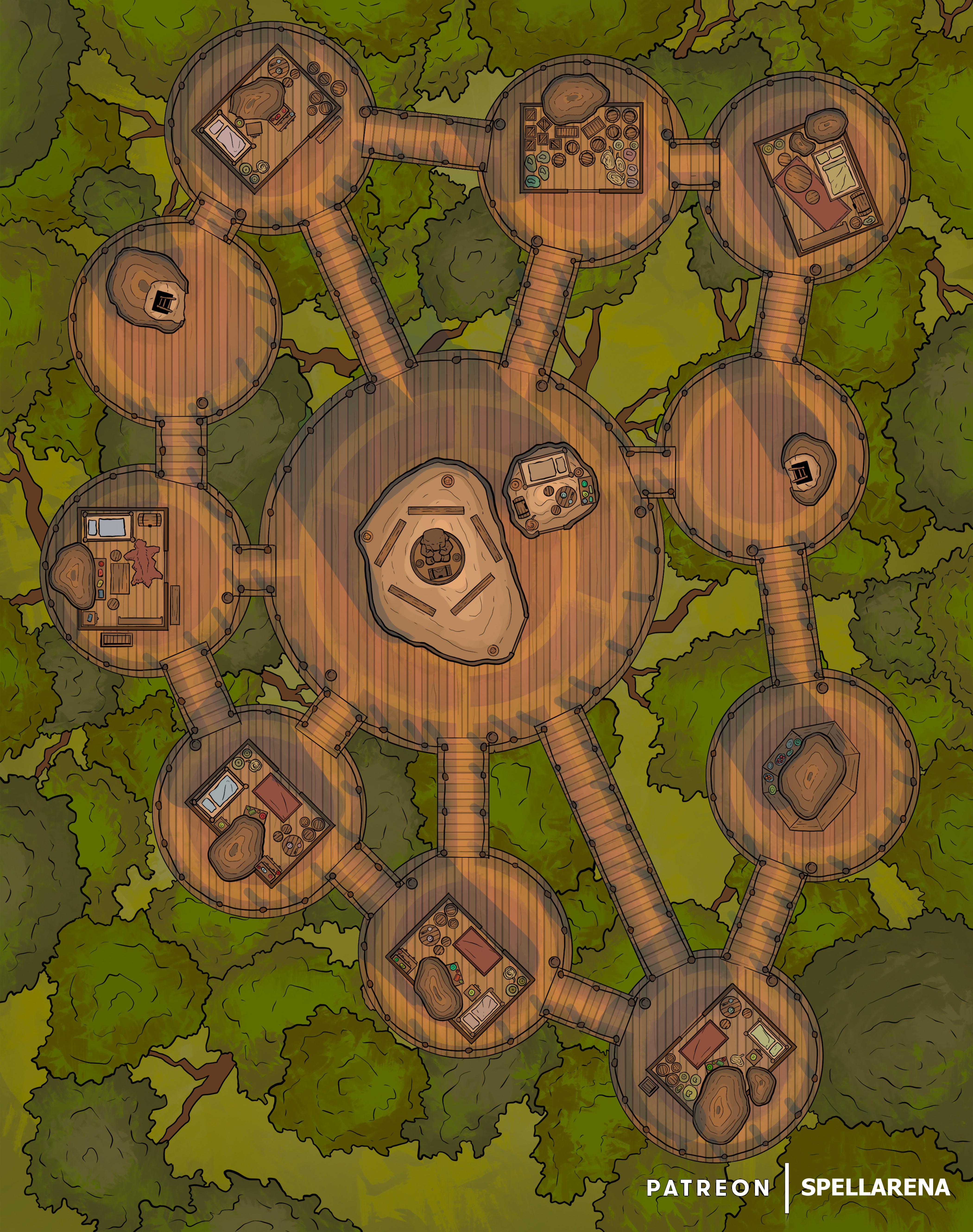 Treetop Village by Spellarena [30x38][Batllemap][OC] r/dndmaps