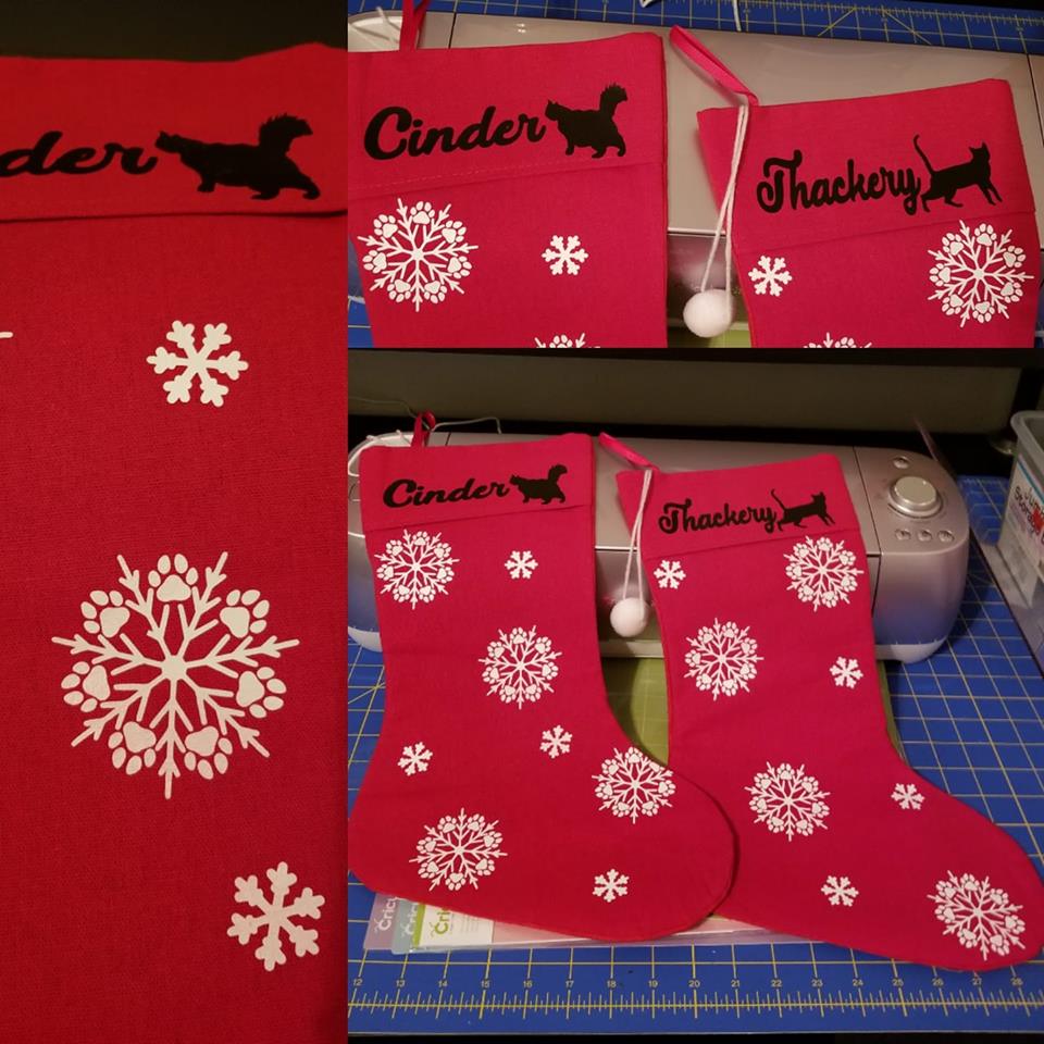 Htv On Christmas Stockings My kittens' 1st Christmas stockings, decorated using HTV and my Cricut