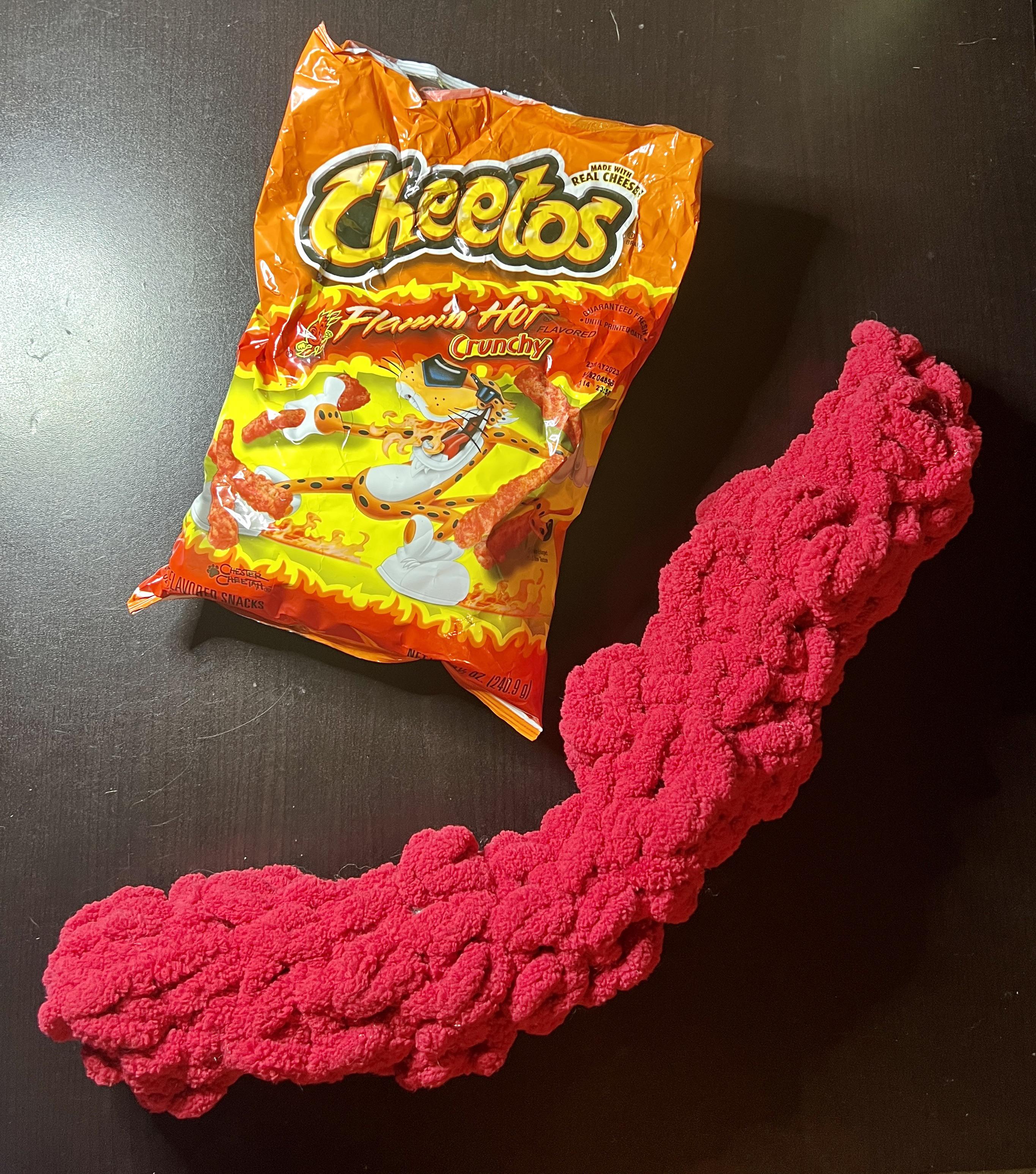 When your roommate loves hot Cheetos you make her a giant one. ♥️