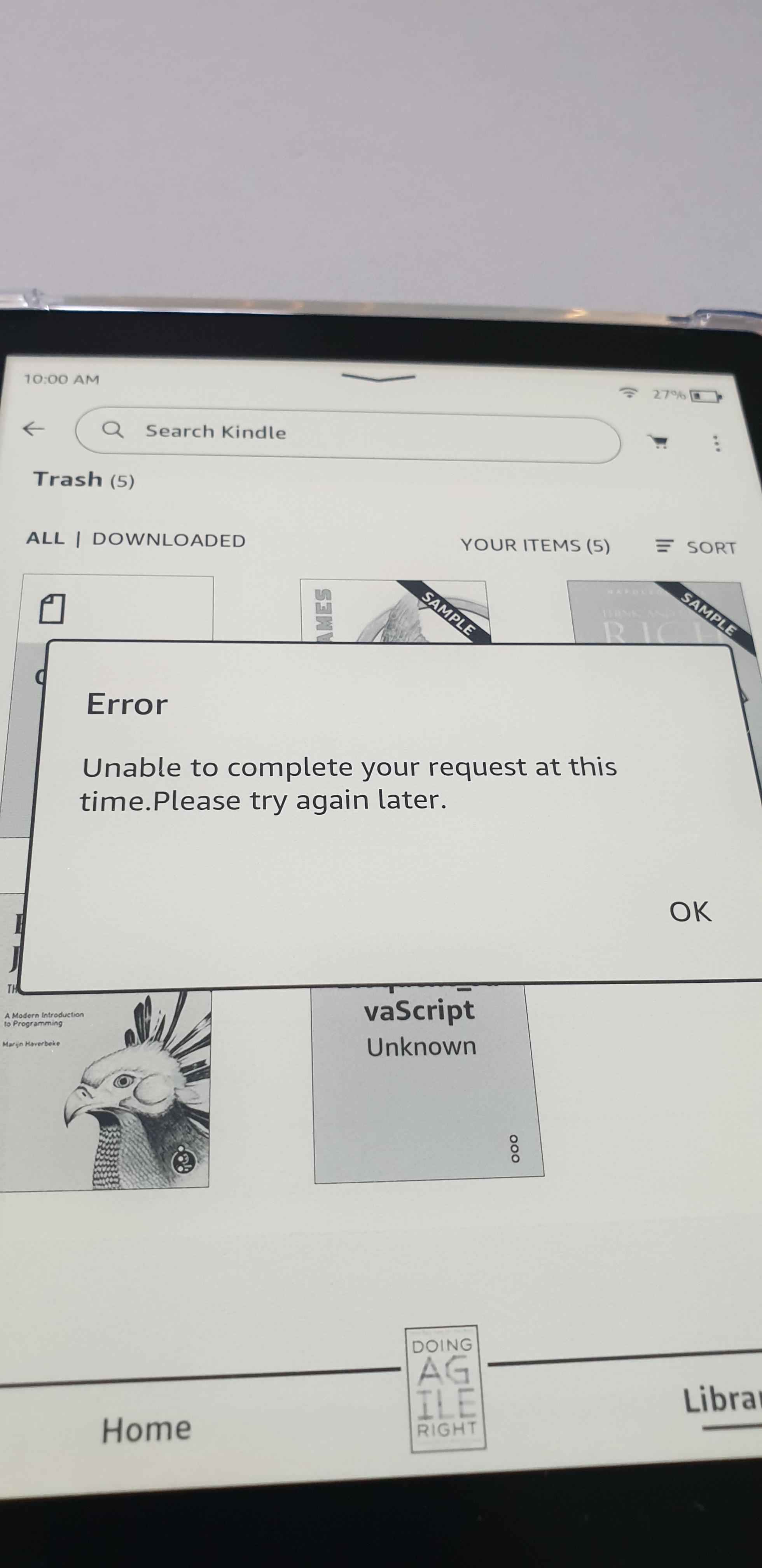 Permanently deleting a file is throwing an error r/kindle