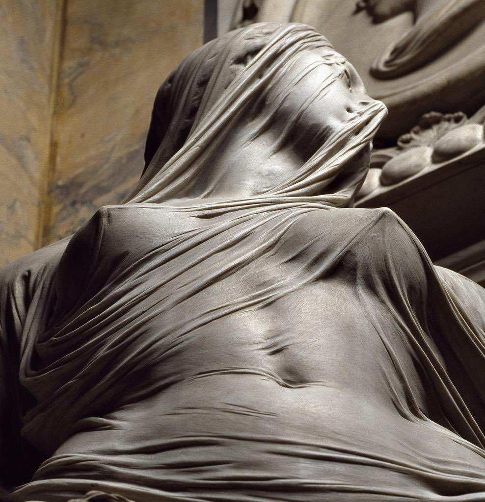 The level of detail in this marble sculpture. The Veiled Truth by