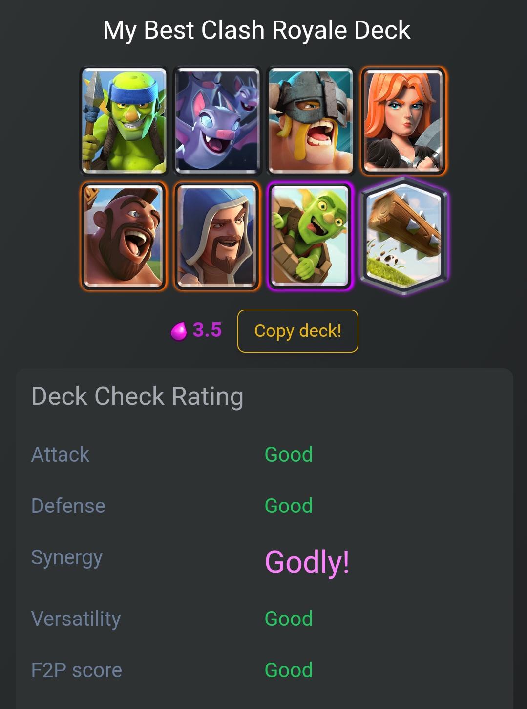 My best deck, recently I changed fire spirit for ebarbs. Thoughts? r