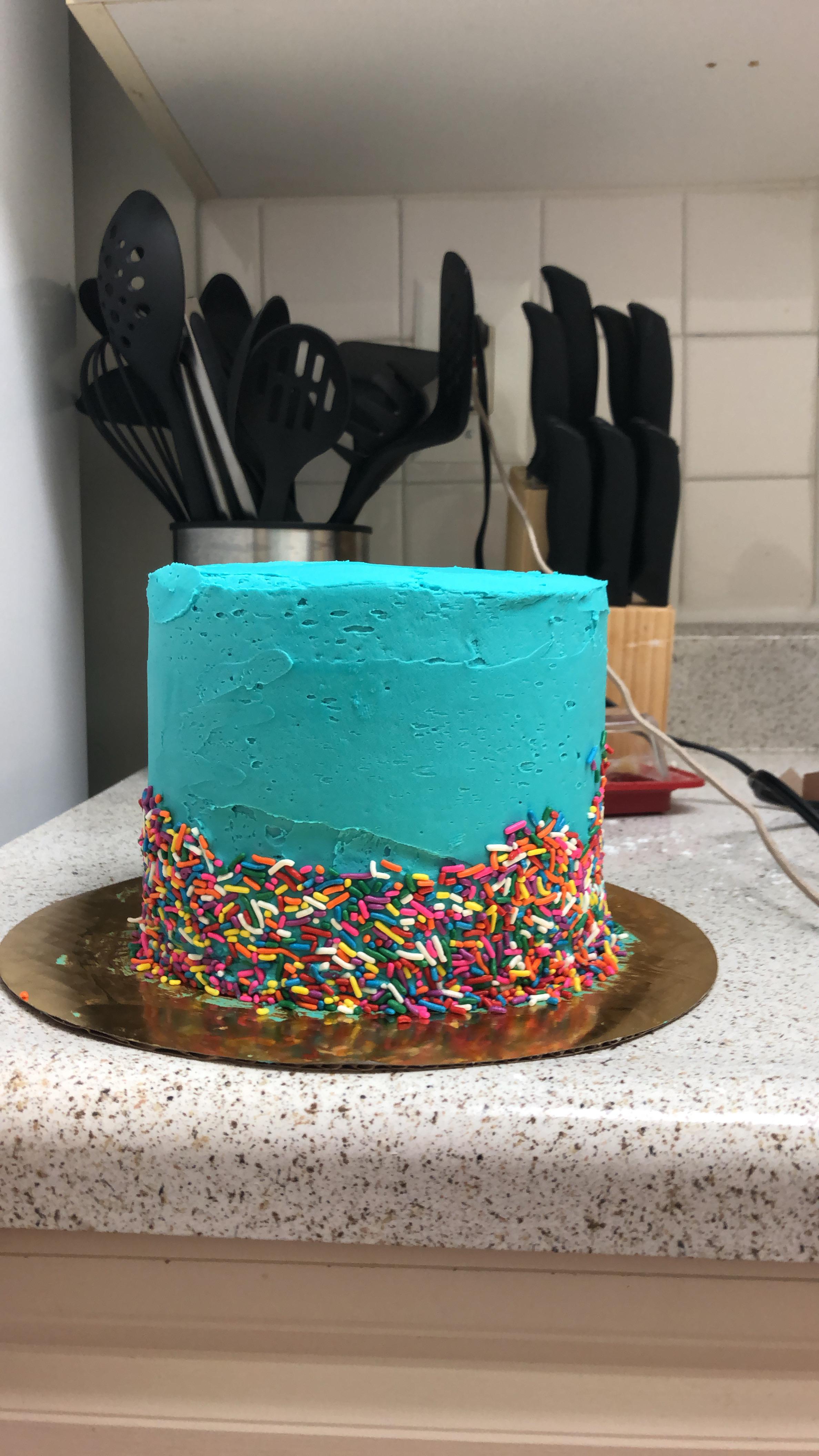 Getting back into cake baking/decorating during quarantine. Funfetti