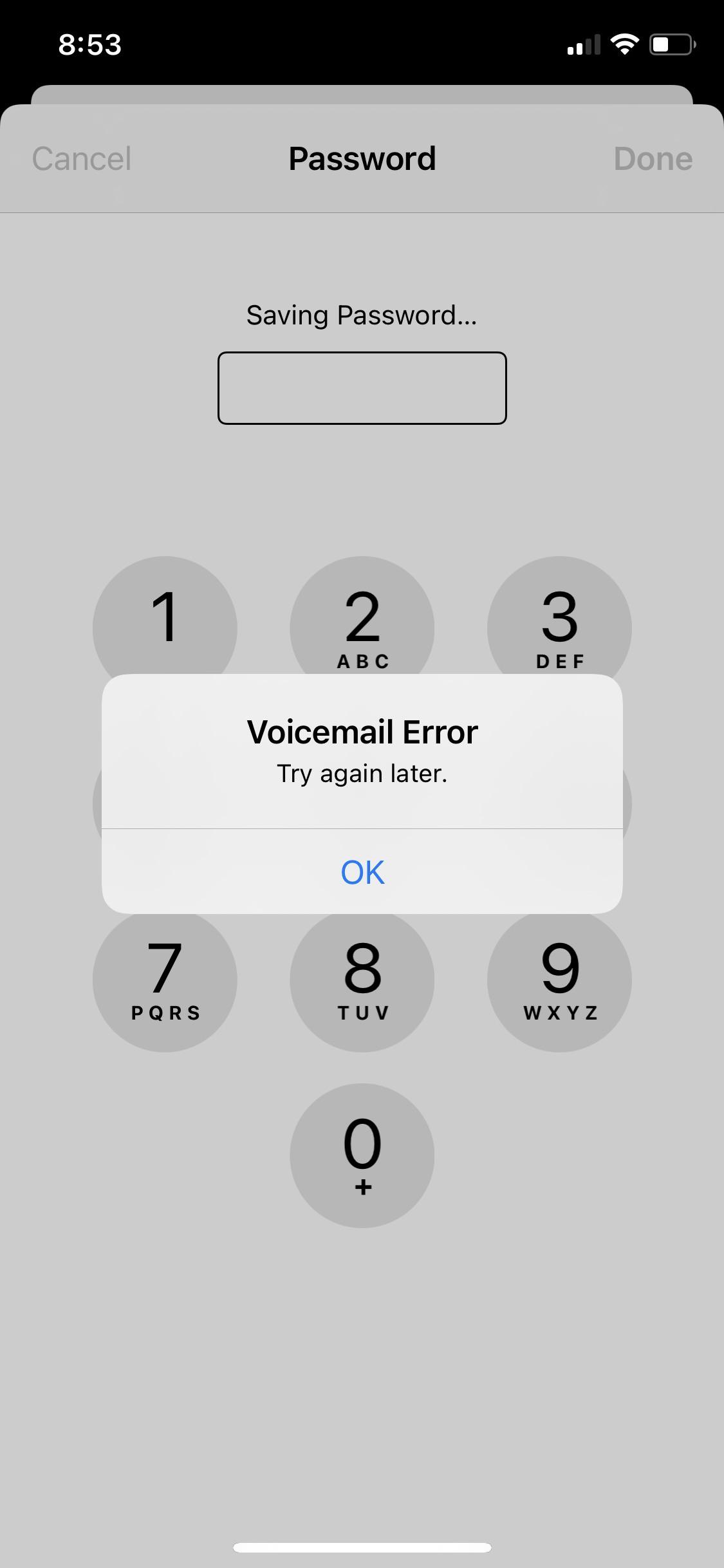 Voicemail error when setting up voicemail after sim card change r/Sprint