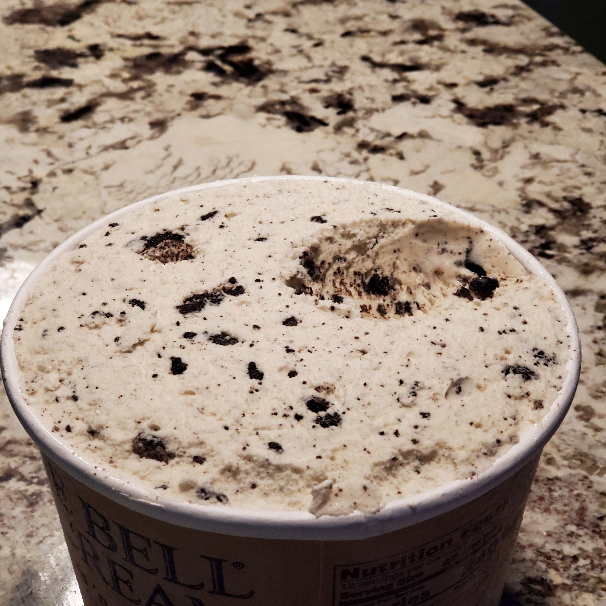 Ice cream that looks extremely similar to the counter top. r