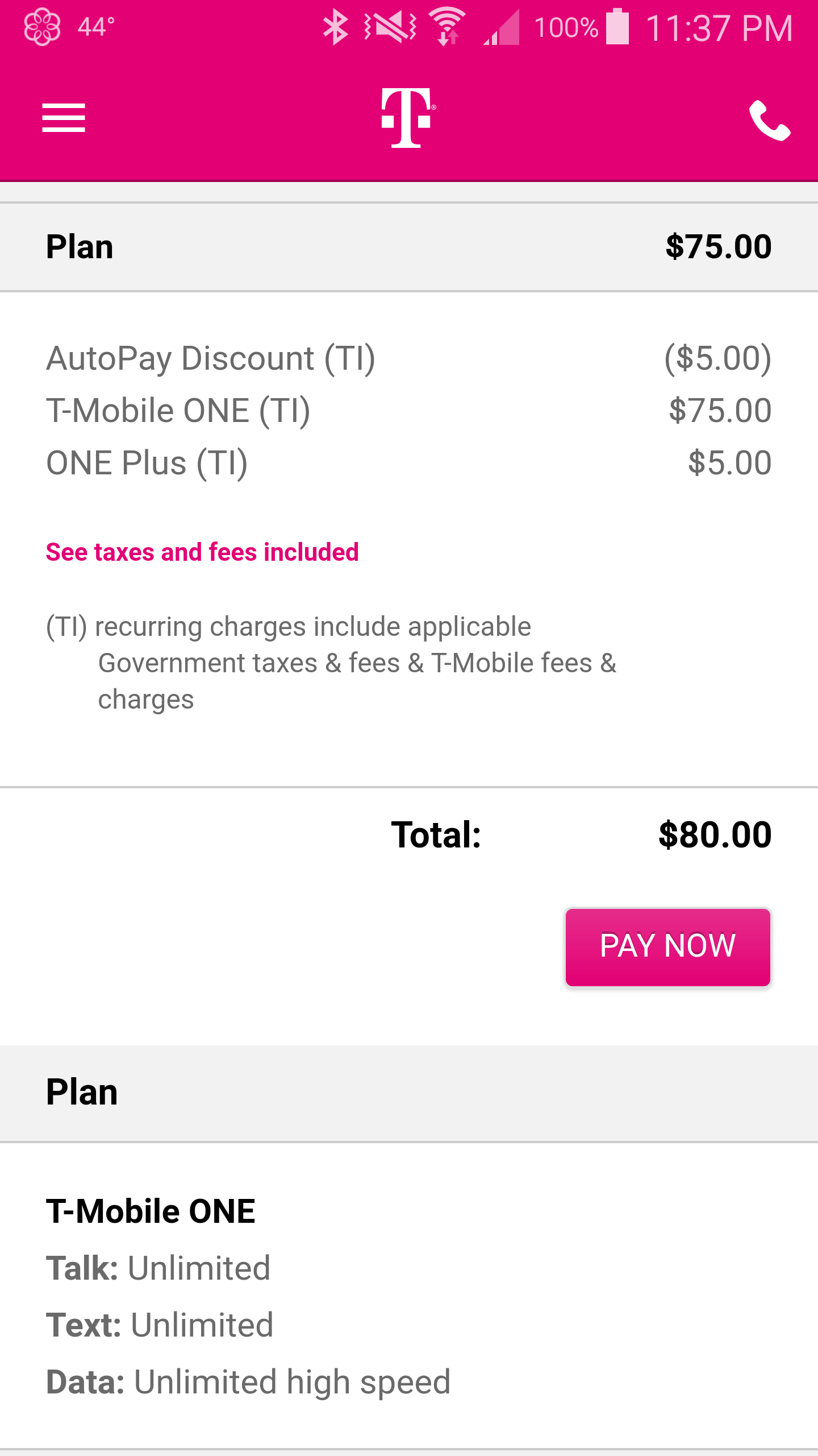 Trying to understand TMobile math I am expecting to pay 75 for T