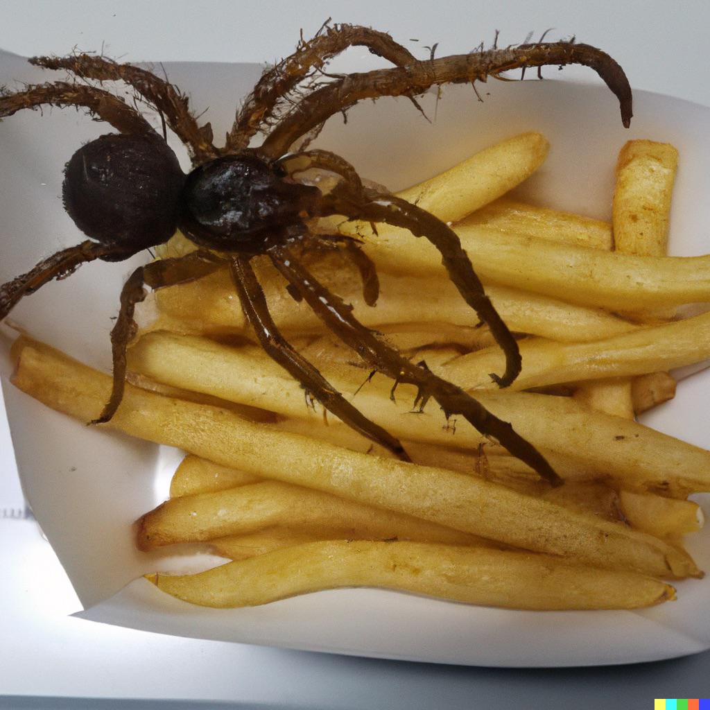 Deep fried spider with a side of fries, McDonald's meal r/dalle2