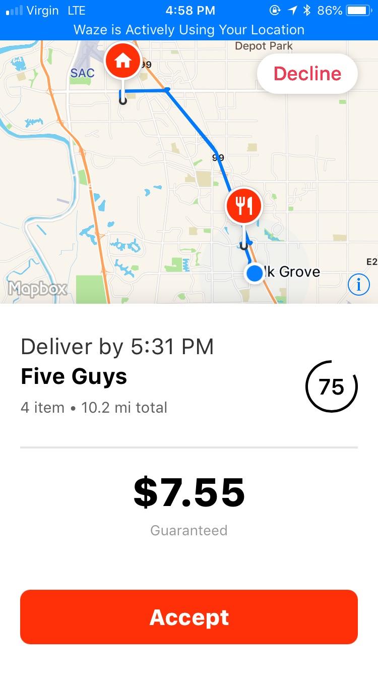 10+ mile order in rush hour traffic... r/doordash