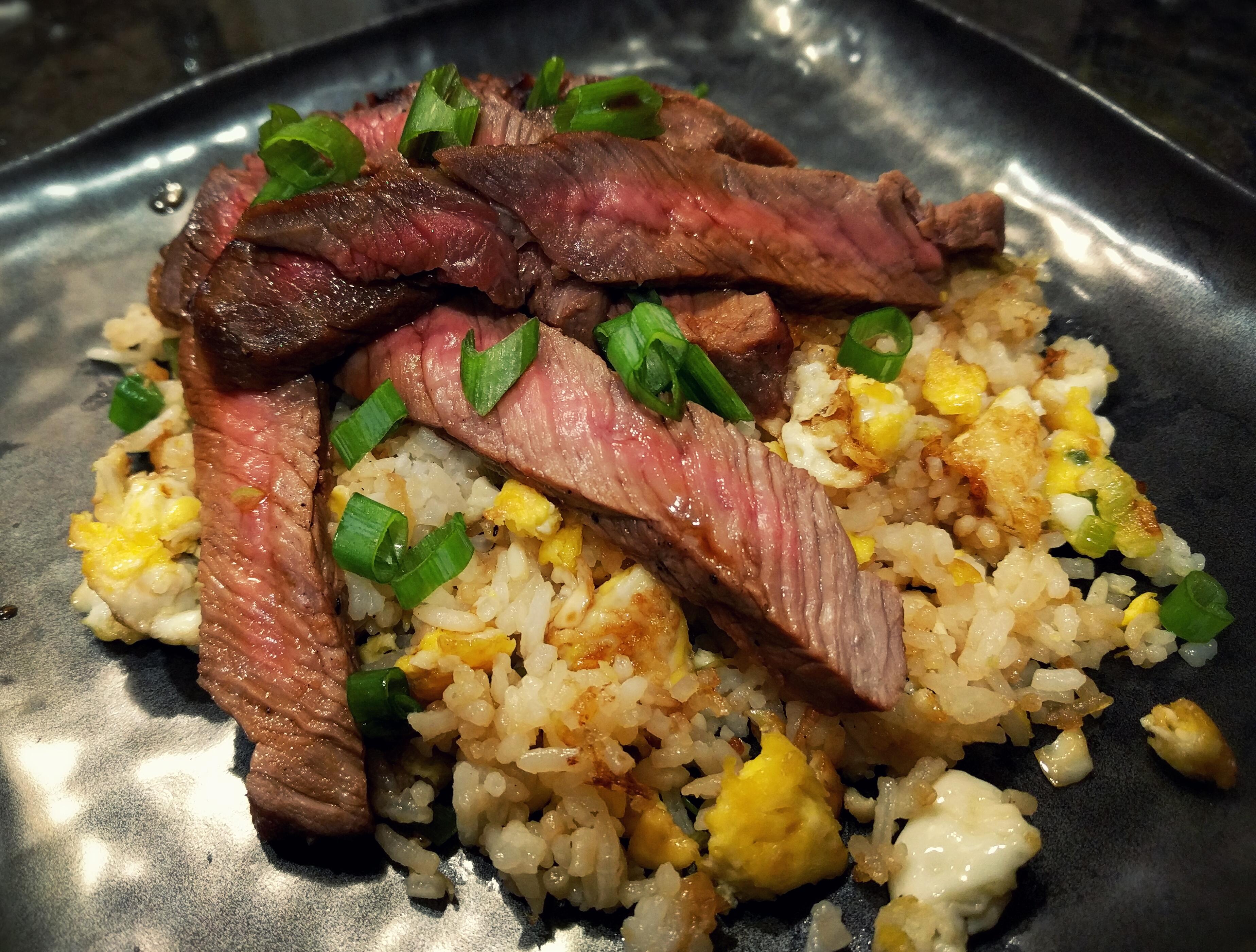 [Homemade] Seared steak marinated in maple syrup and soy sauce over