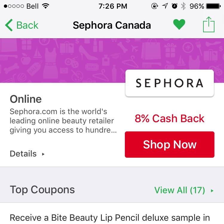 Sephora has 8 cash back on ebates right now ) r/MakeupAddictionCanada