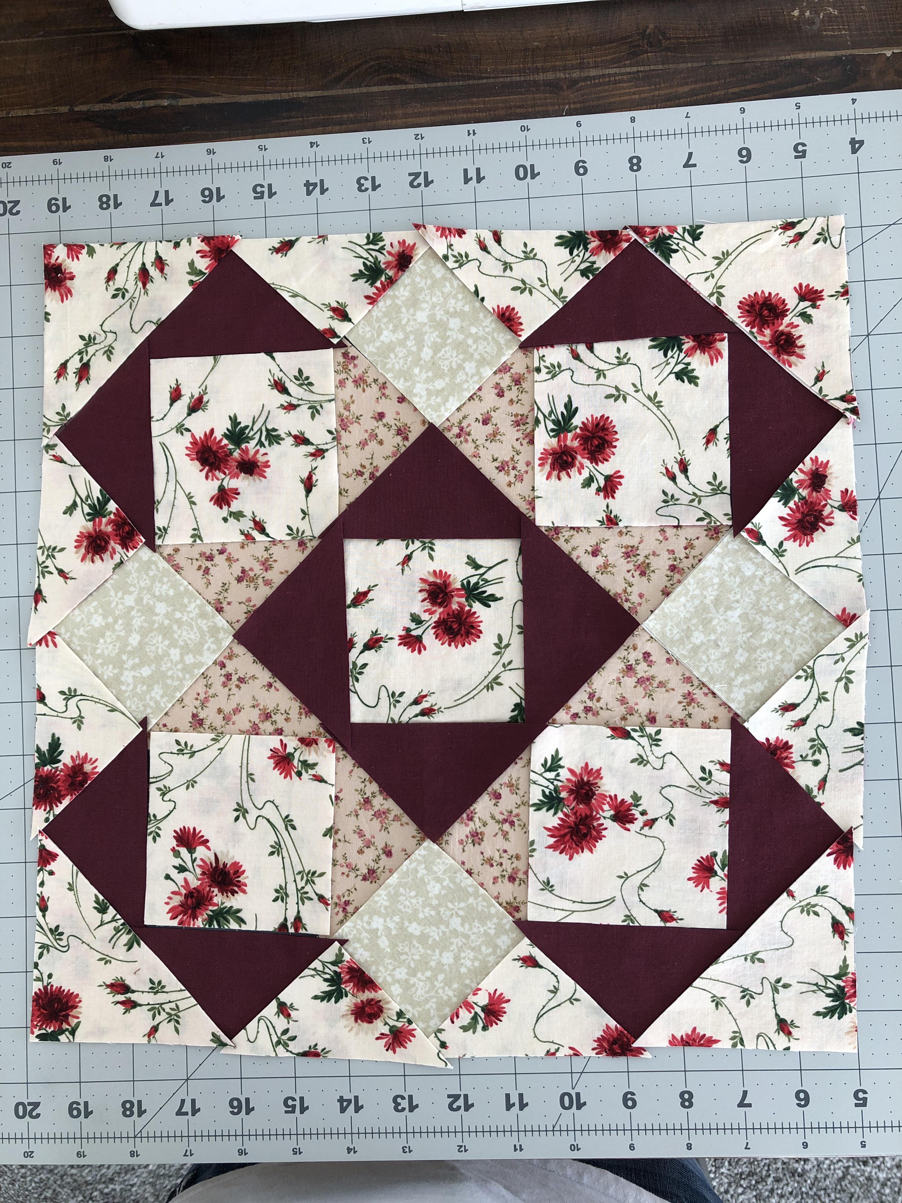 One of the blocks (not sewn together) for the quilt I’m working on