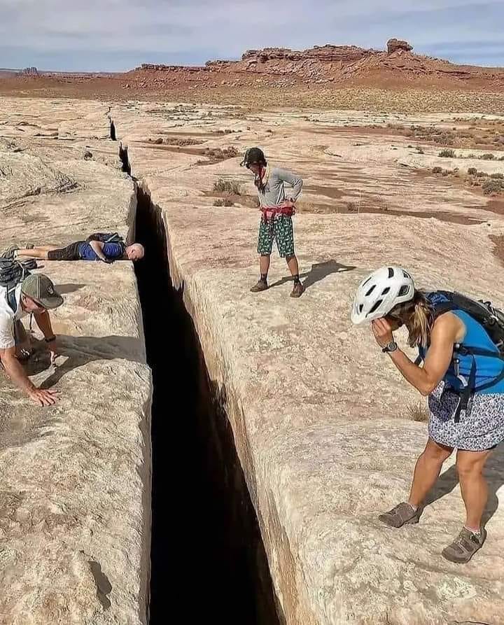 The Black Crack, a 65footdeep fissure along a trail in Canyonlands