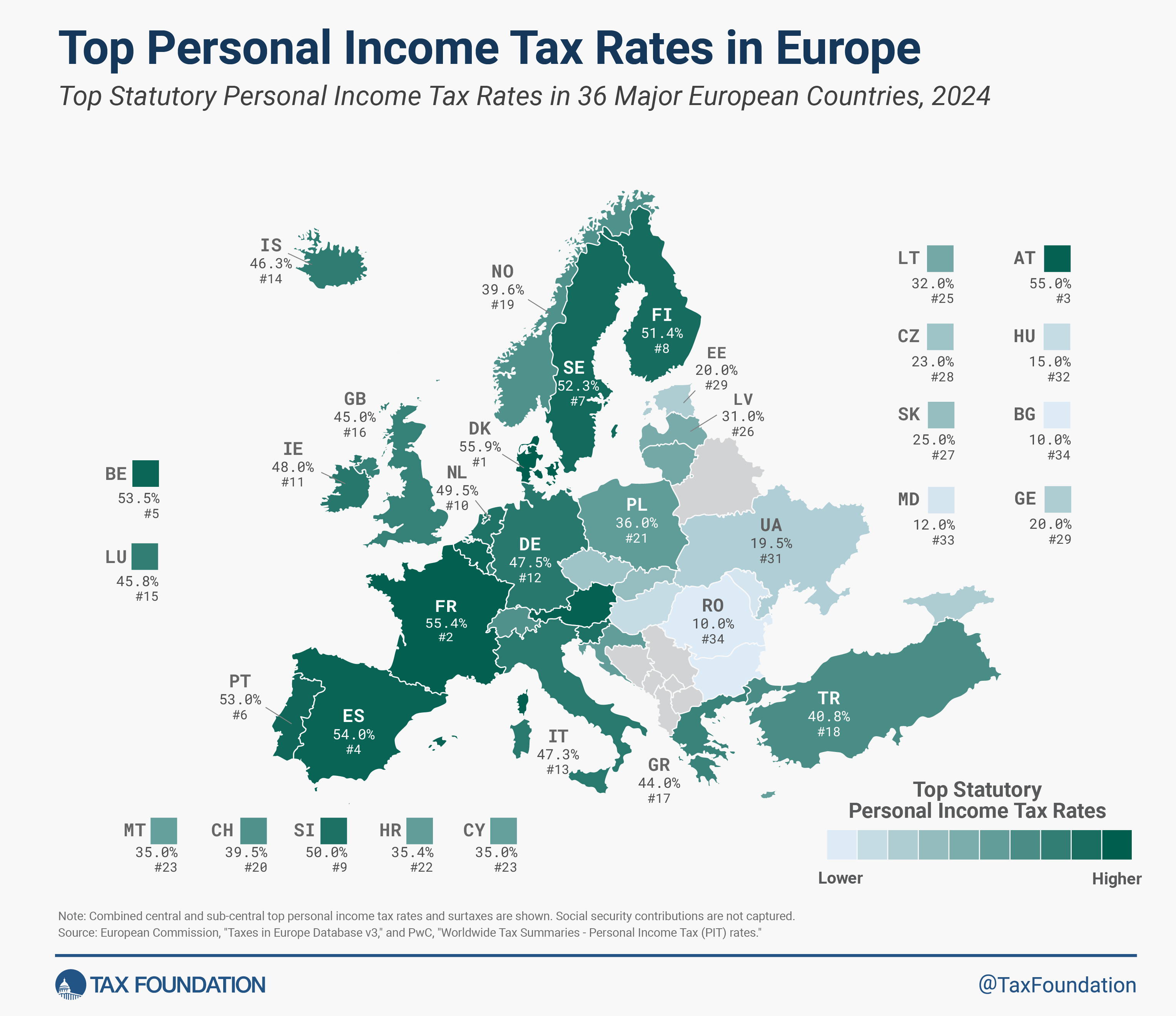 Is this map correct? Many people think that Norway's tax rates are the
