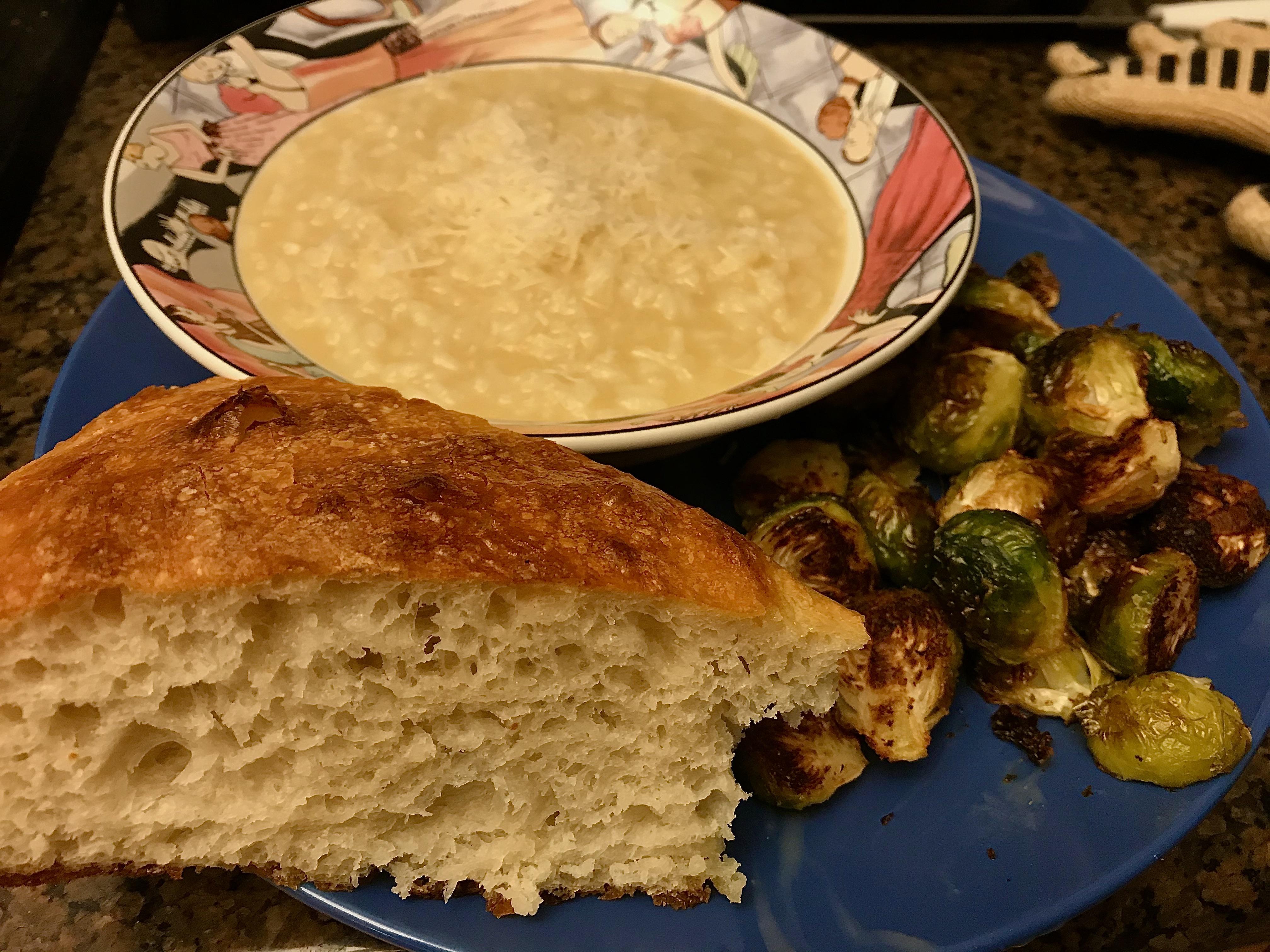 Kenji’s pressure cooker risotto (I made mine lemon), and no kneed