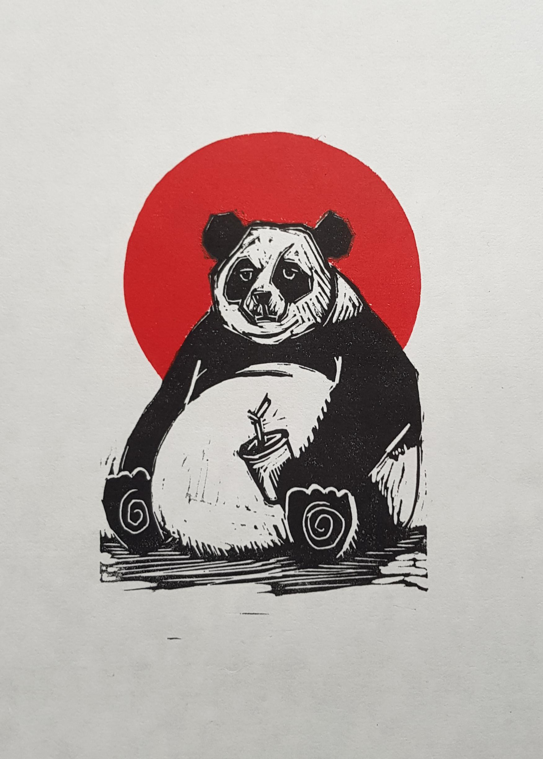 Panda linocut r/printmaking