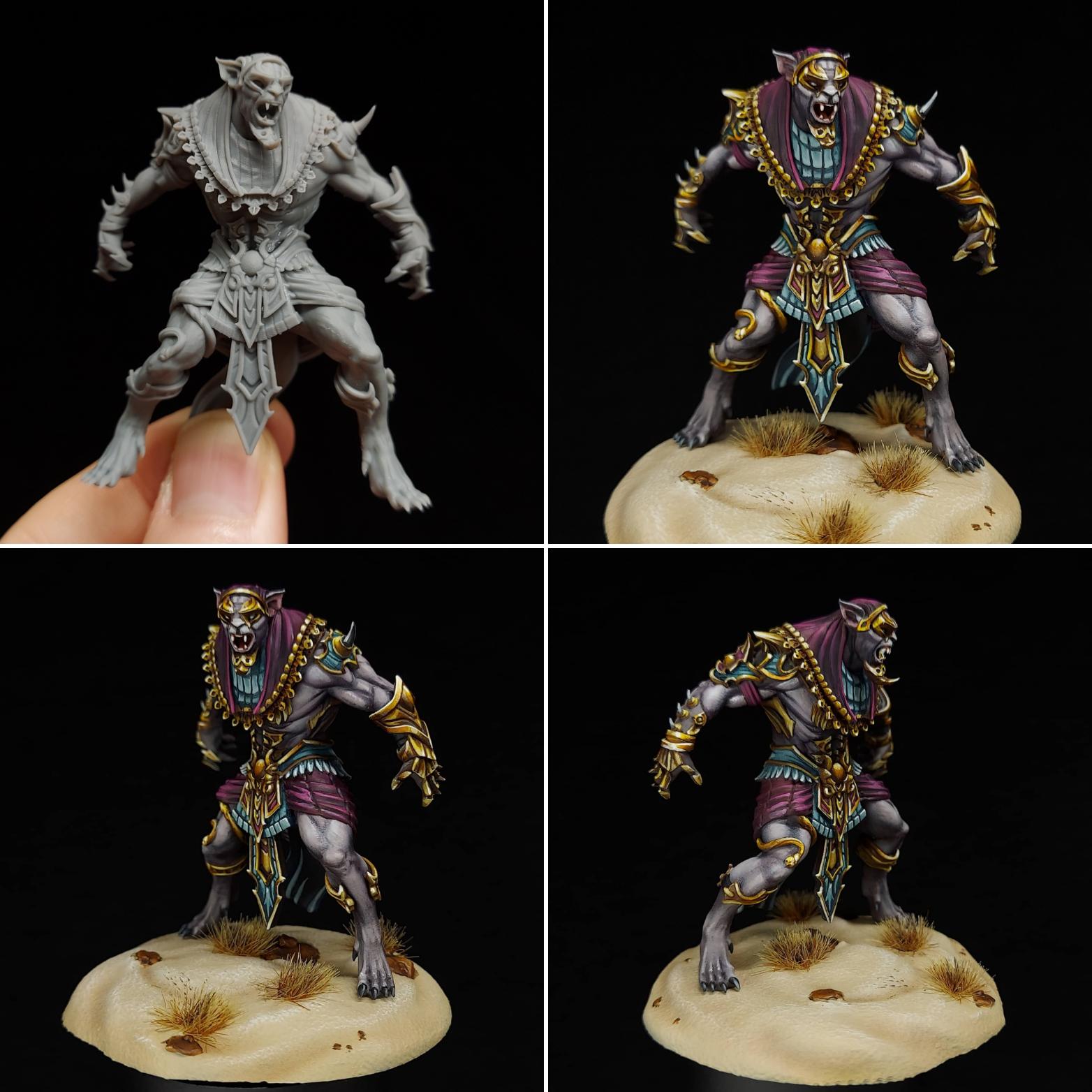 Before And After Son Of Sekhmet Printed In Ameralabs Amd 3 Resin And Painted In Acrylics 3dprinting