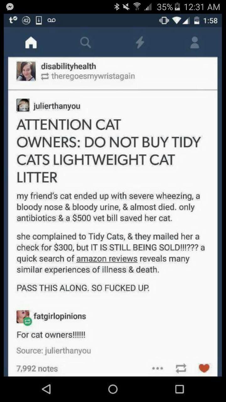 PSA Tidy Cats Lightweight Cat Litter r/cats