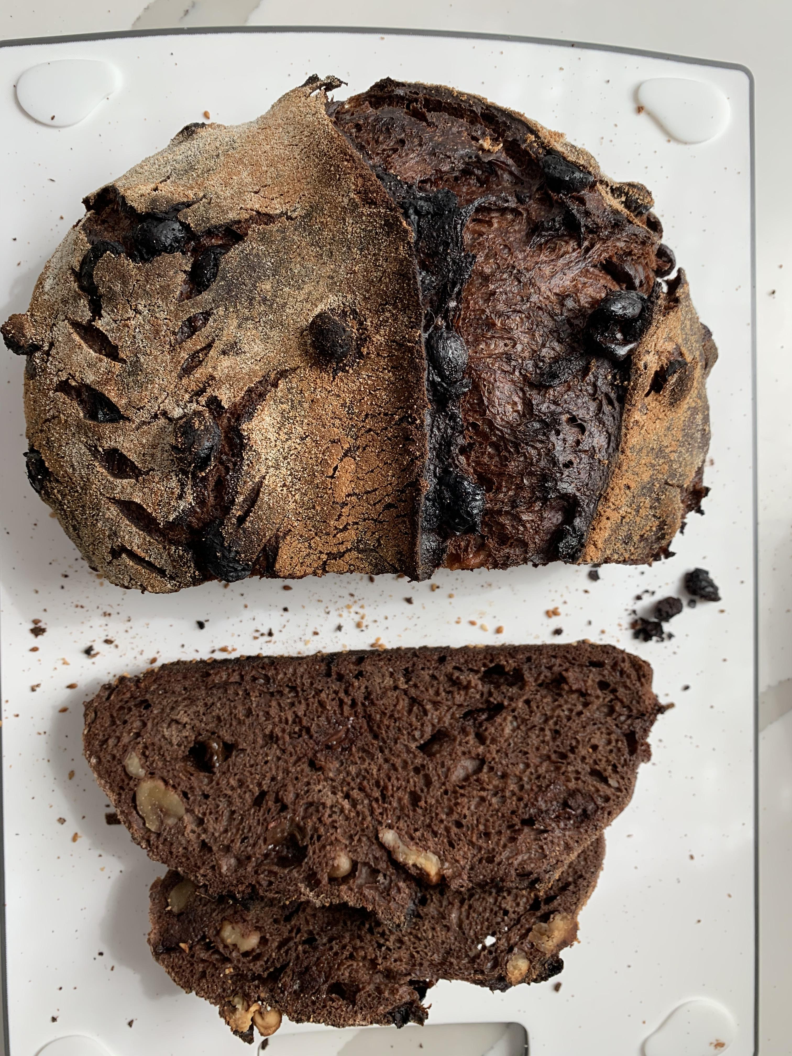 Chocolate walnut raisin bread link to video recipe in the comments