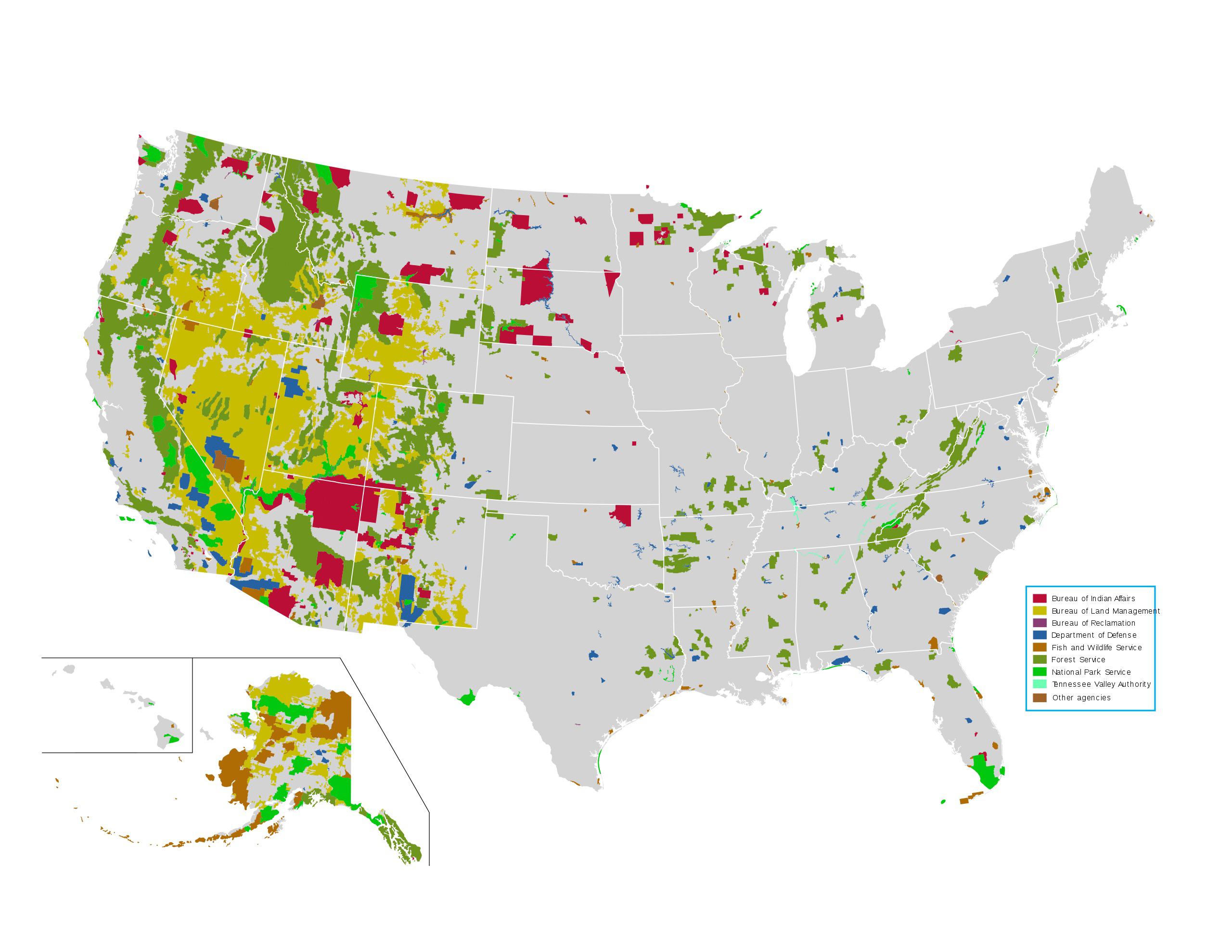 Lands owned by federal government in the U.S (better resolution) r