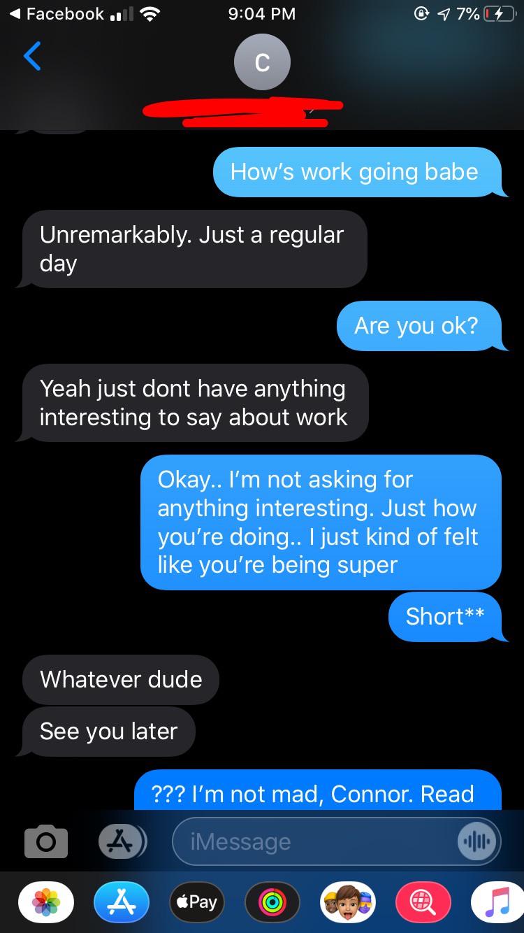 Can someone tell me if I said something wrong in this convo? My