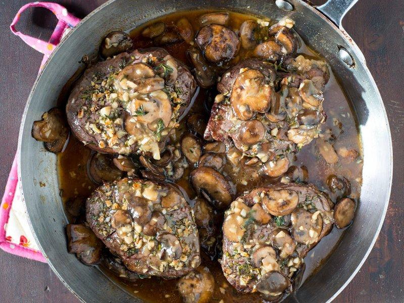 Fresh HerbCoated Beef Tenderloin Steaks with Mushroom Gravy r/recipes