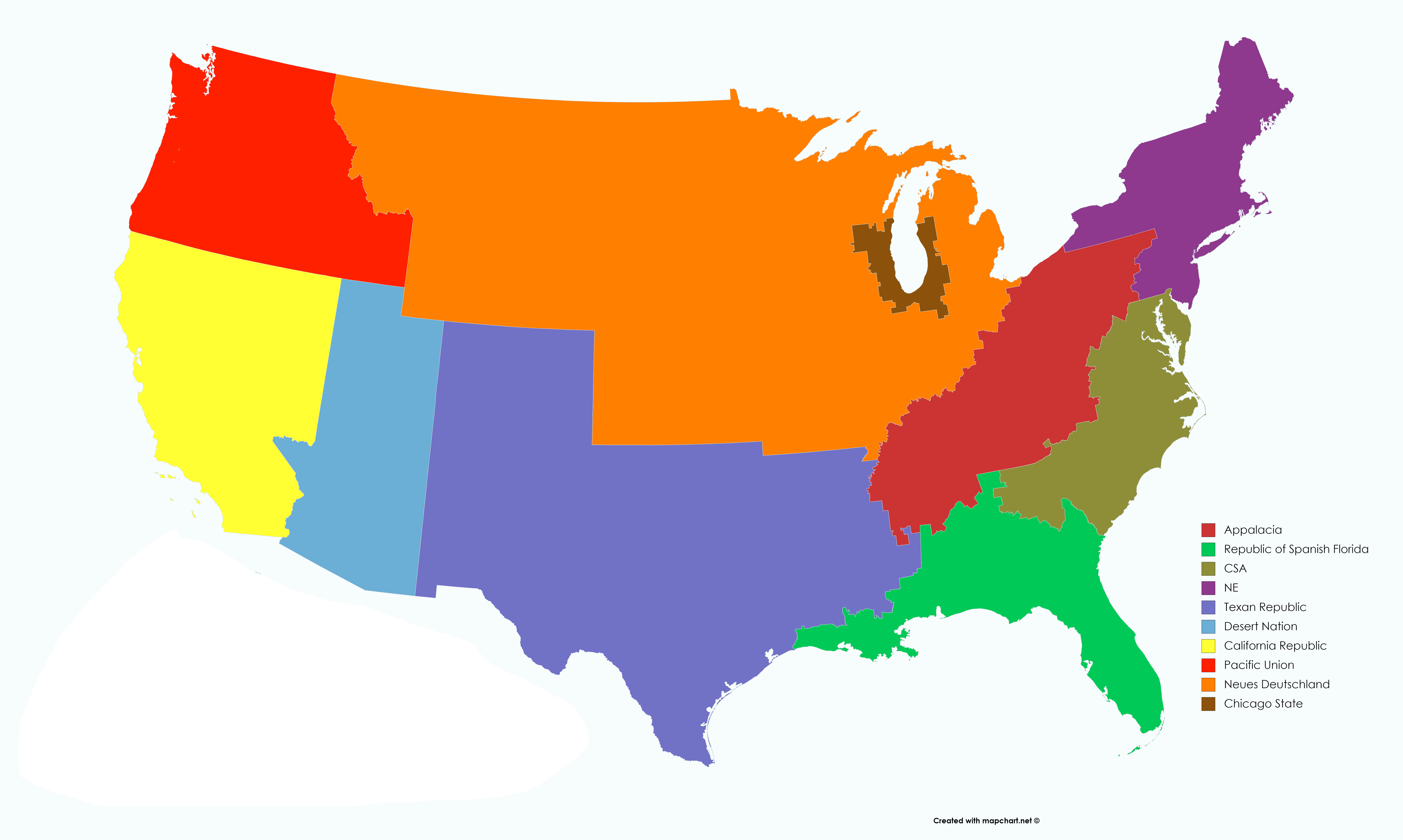 Alternate map of the contiguous united states after the civil war