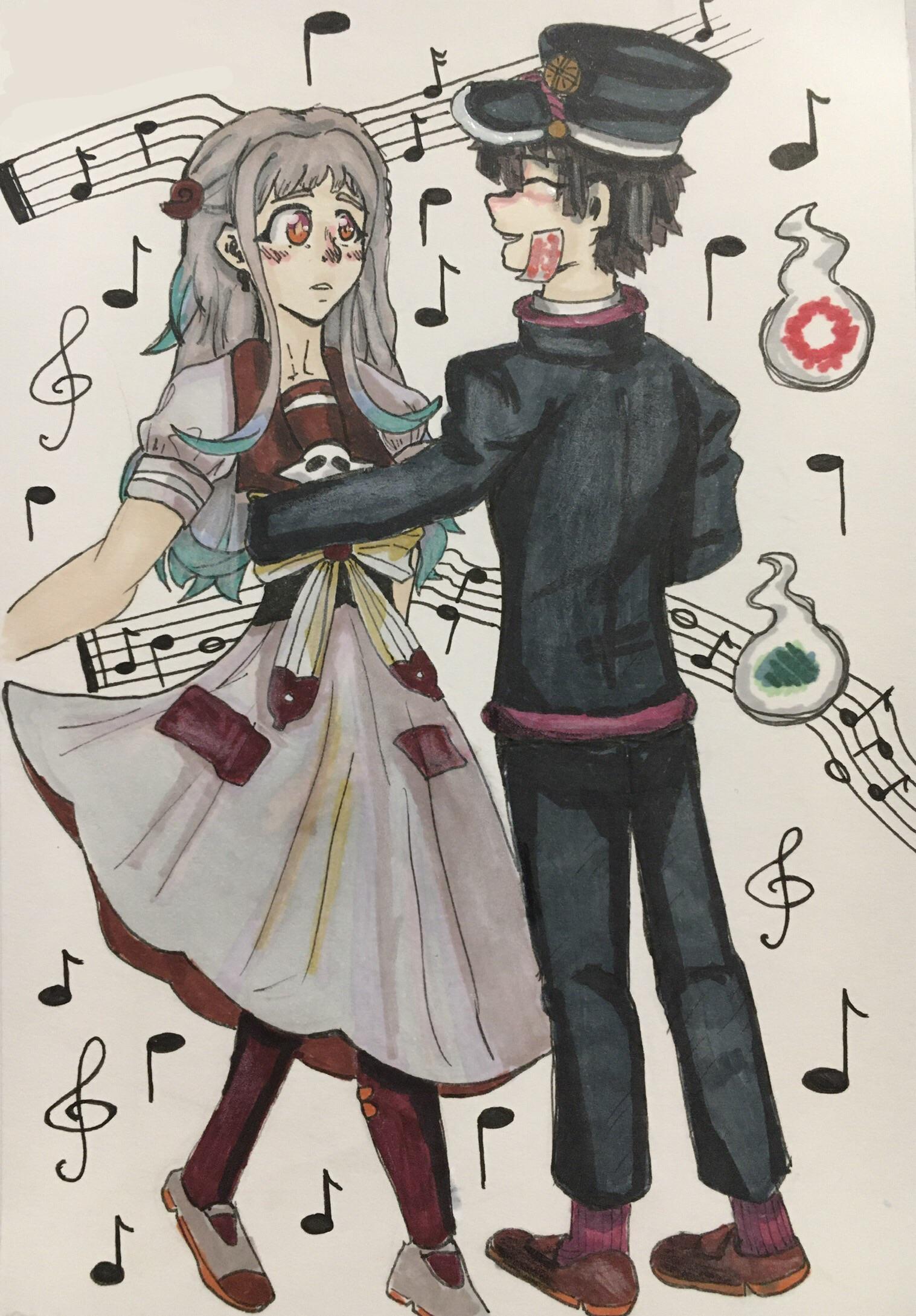 Hanako and Yashiro dancing together! Fanart by me 3 r/hanakokun