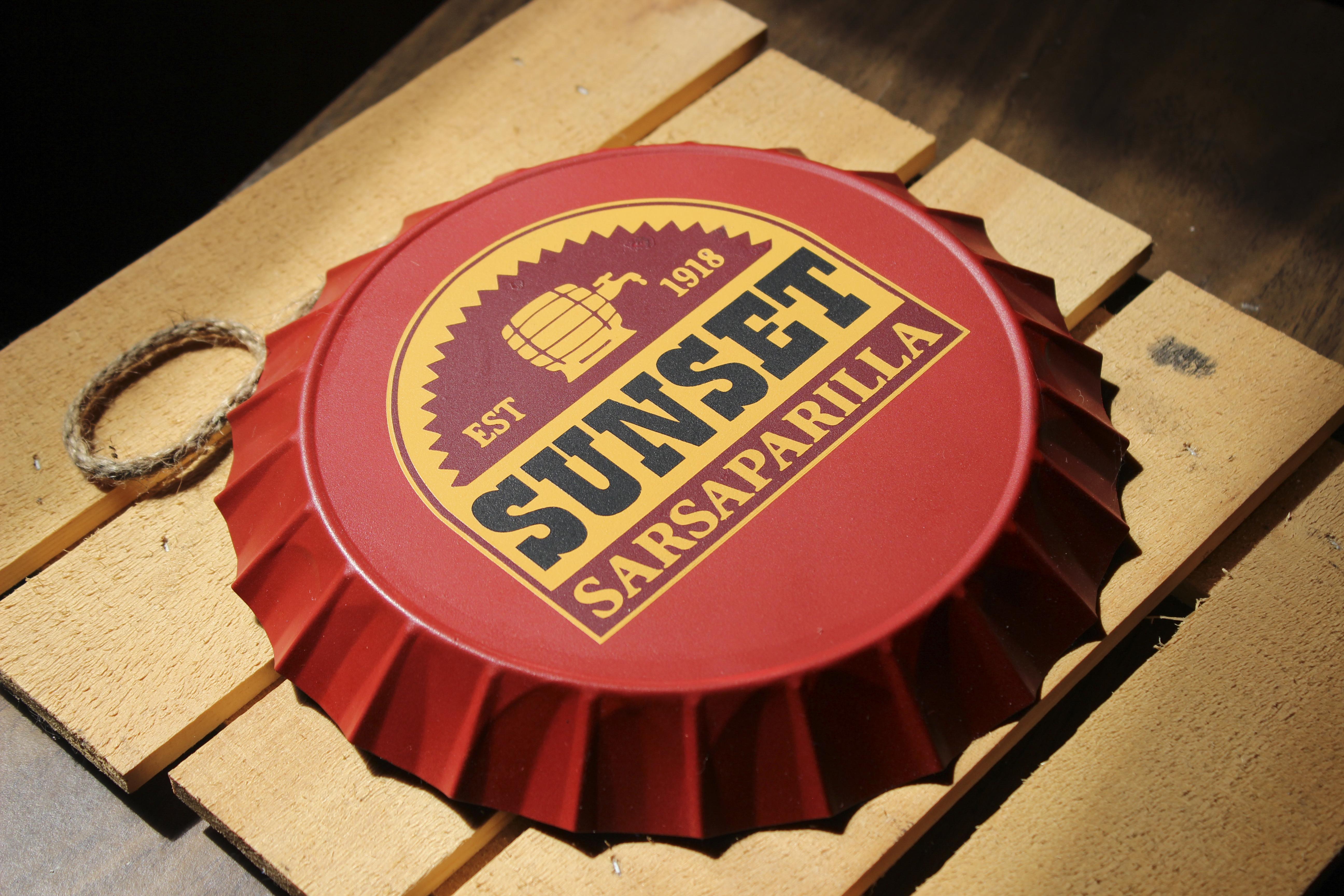 A super big Sunset Sarsaparilla Bottle Cap I painted up (about 9 inches