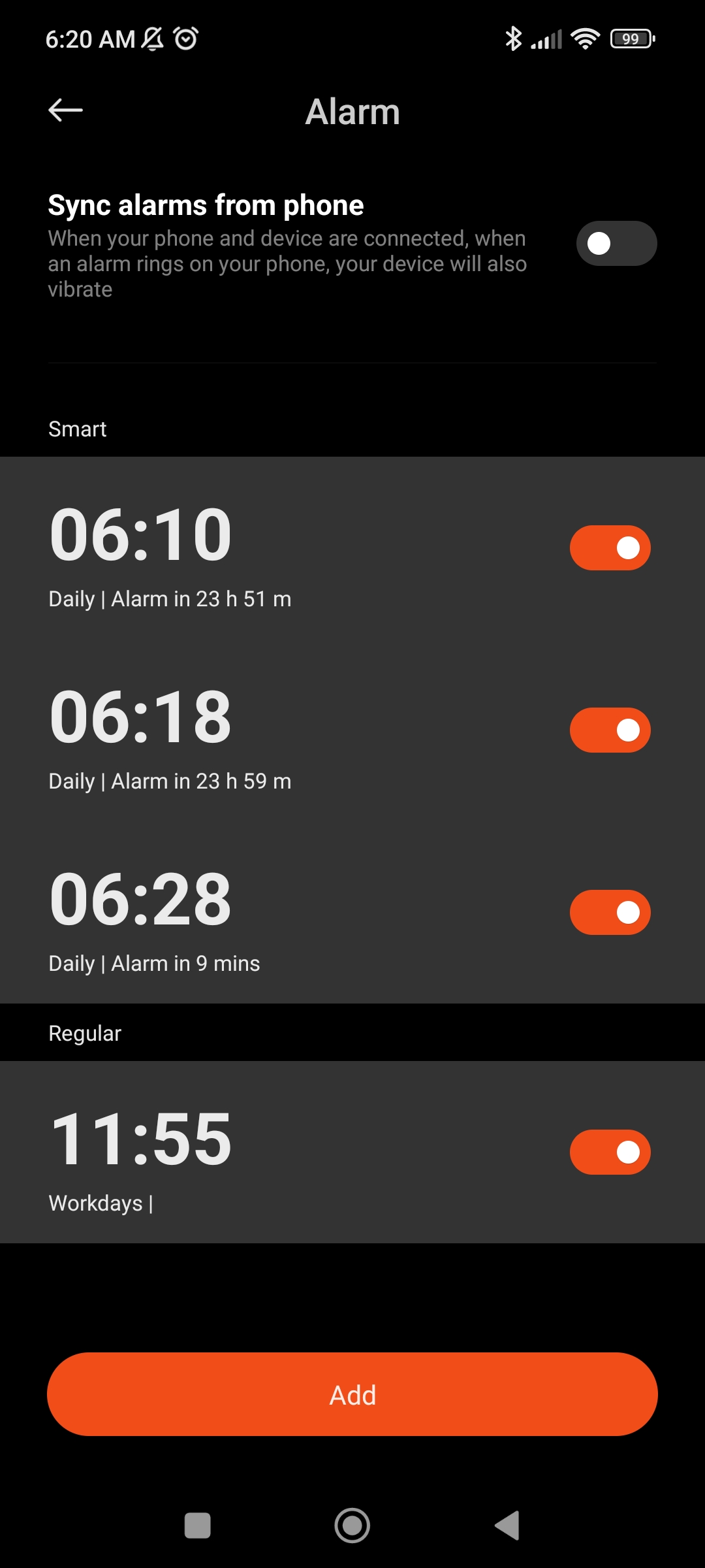 Alarm miband 8 r/miband
