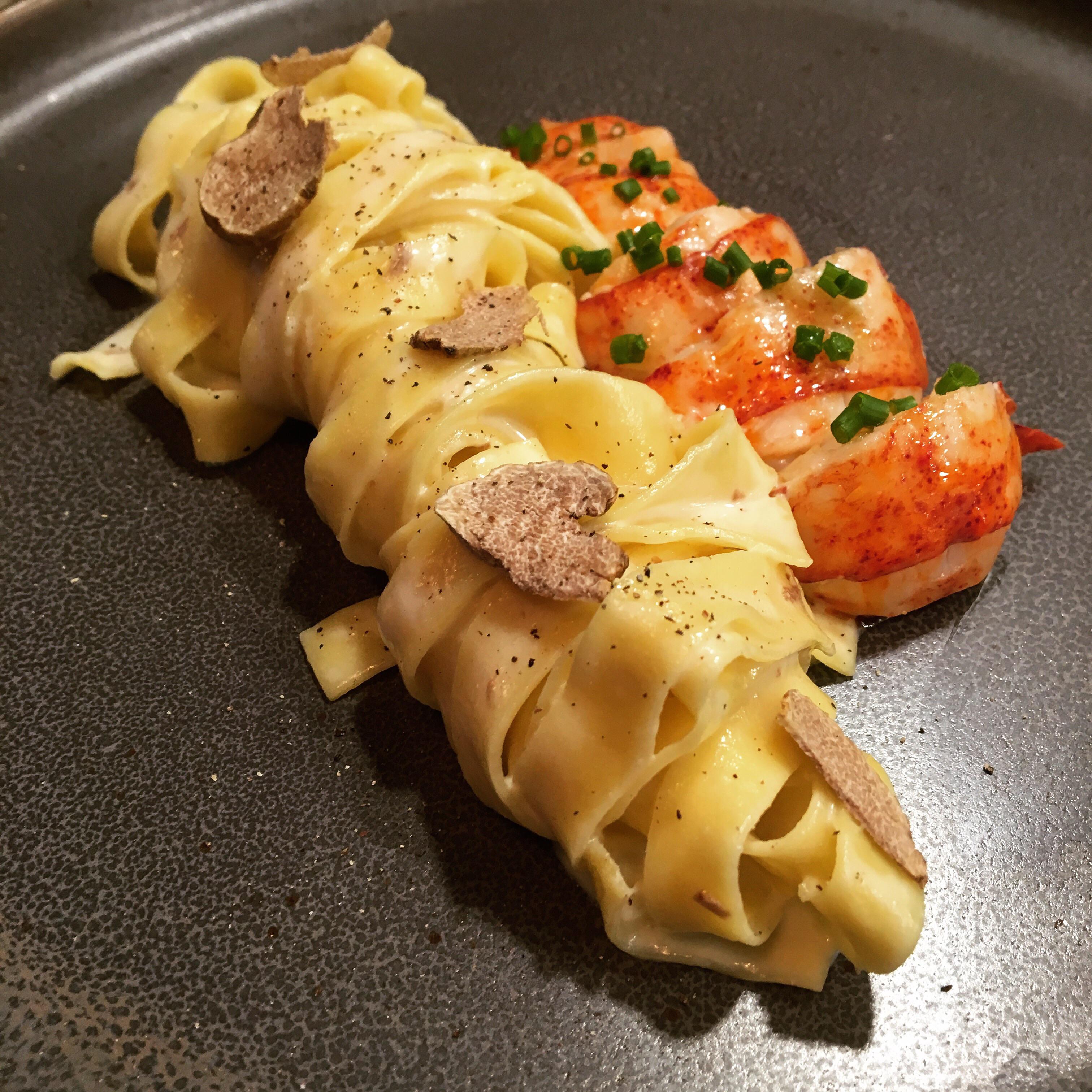[Homemade] White Truffle Tagliatelle and Lobster Tail r/food