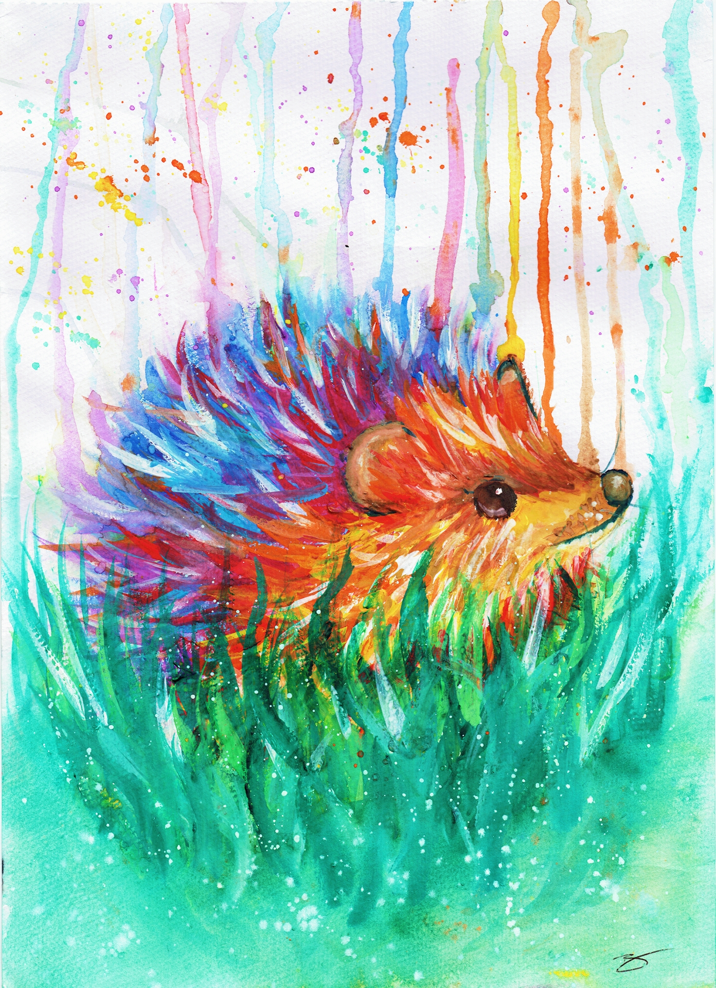 Vibrant Hedgehog painting with gouache r/ImaginaryColorscapes