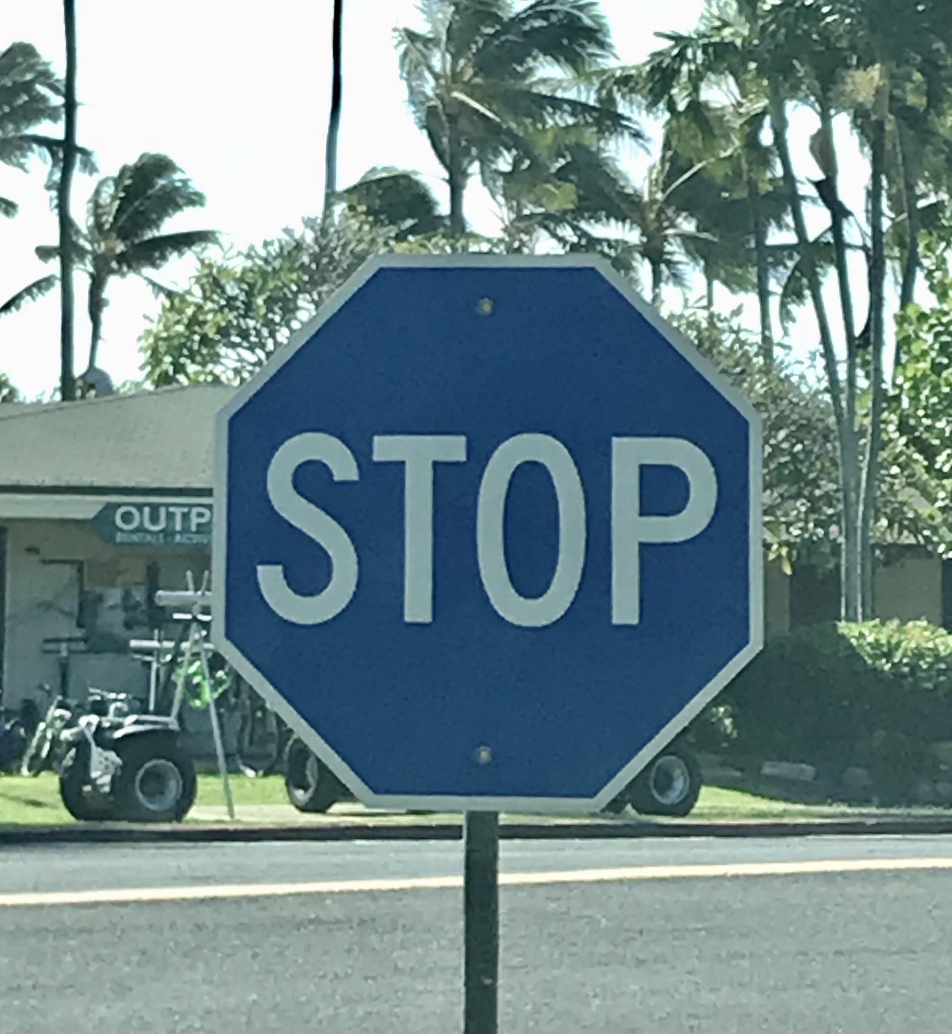 Blue stop sign in Hawaii r/RealLifeShinies