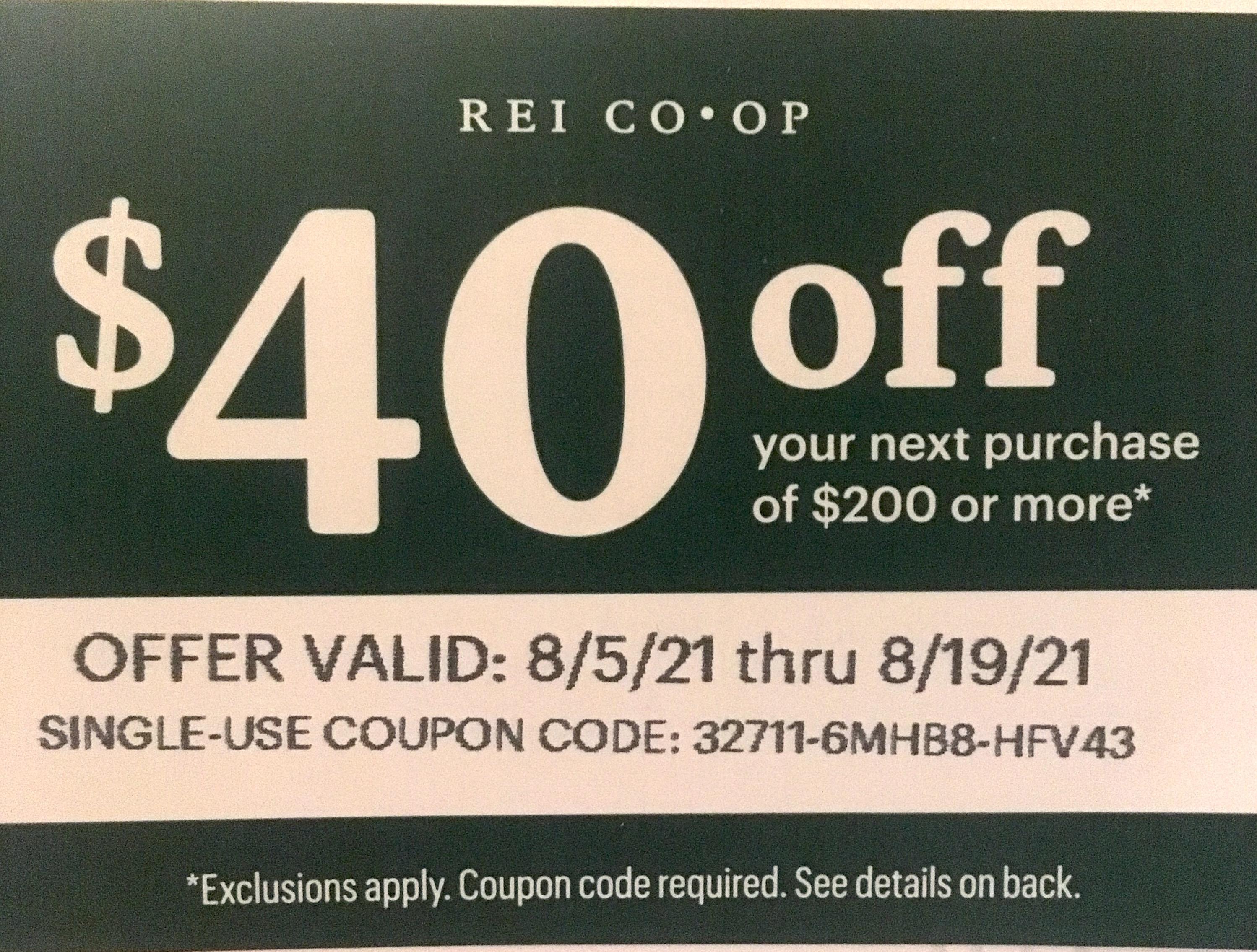 Here's another REI coupon. Enjoy r/CampingGear