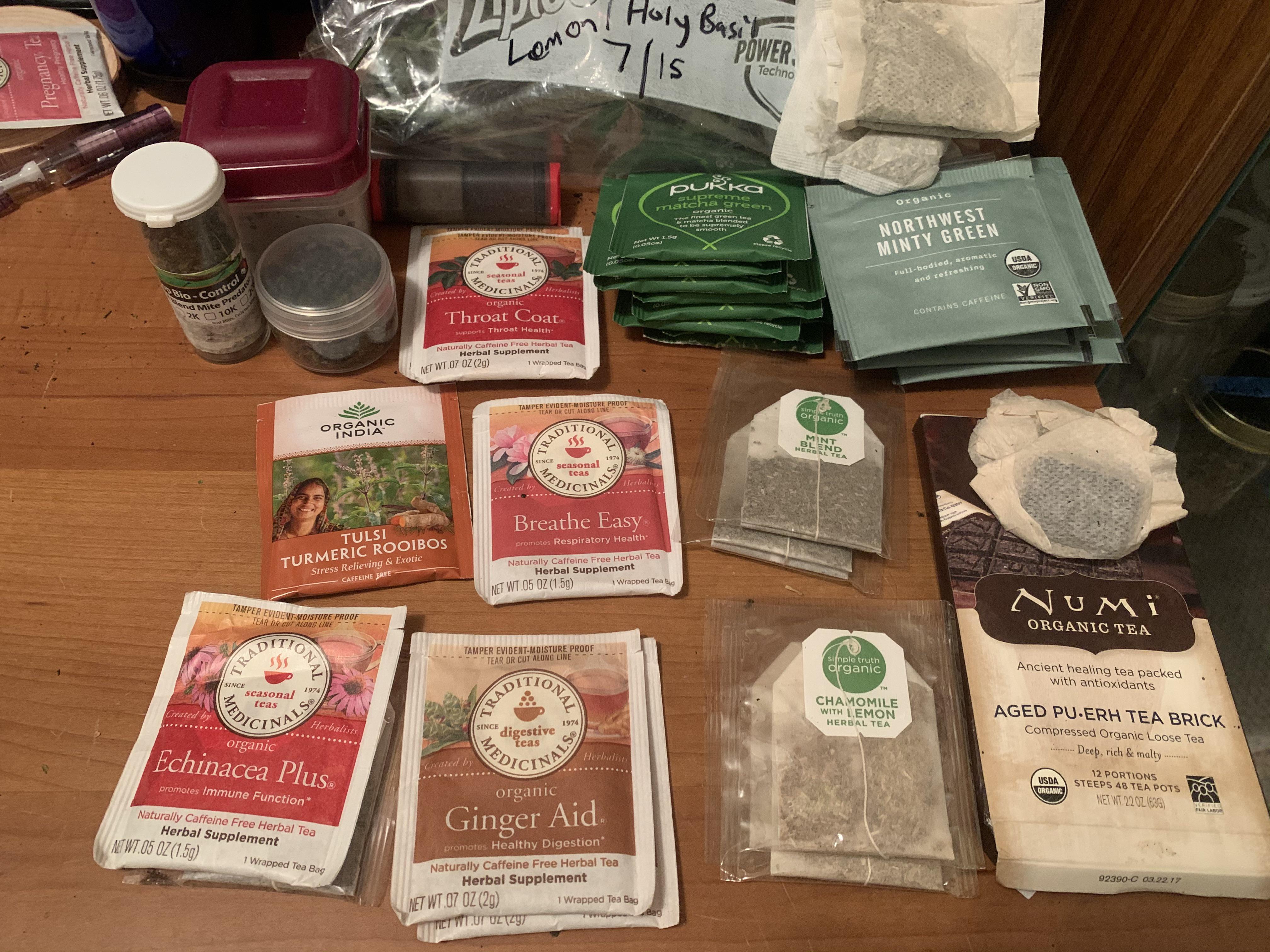 My range of teas for my backpacking trip ) a wise tea drinker always overprepares